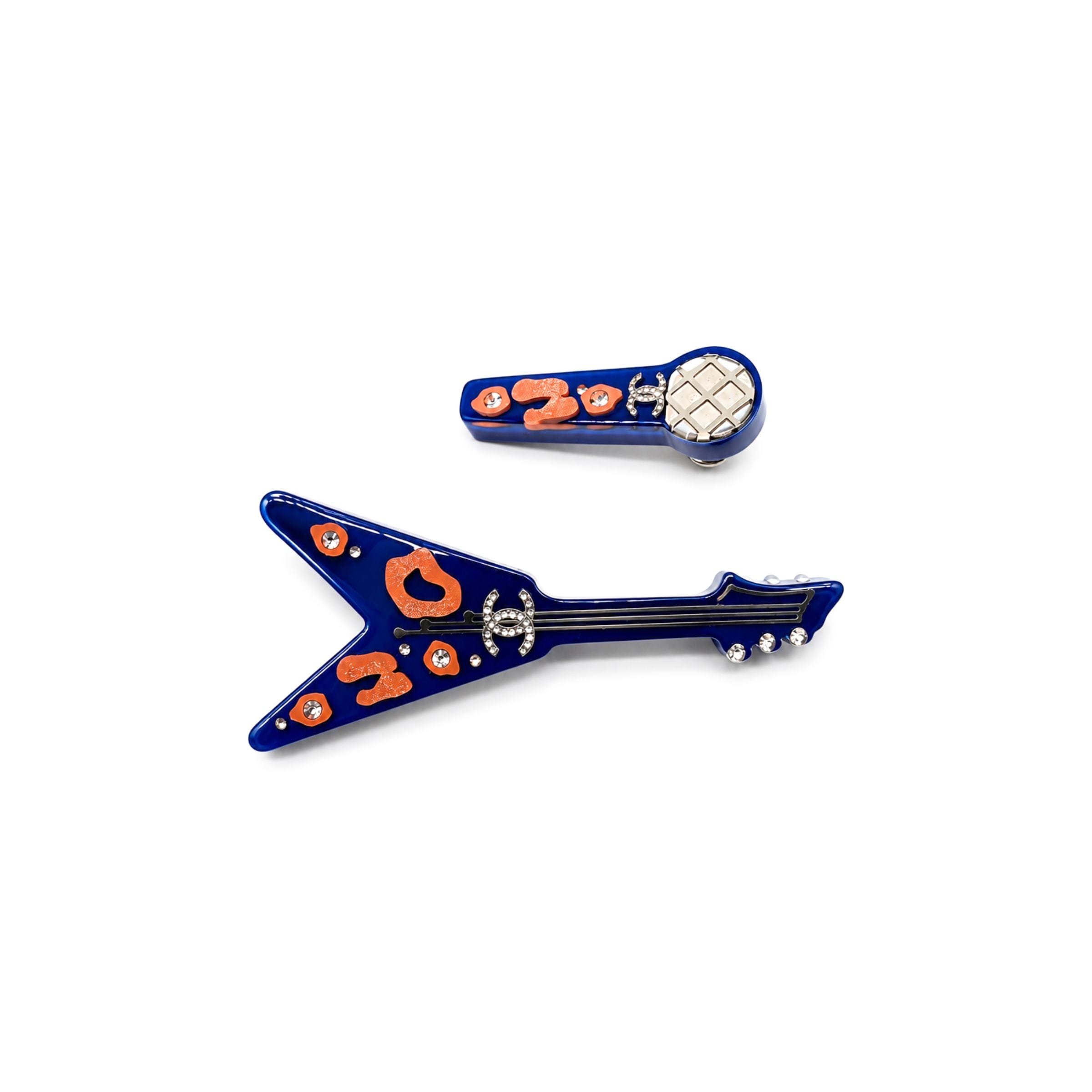 Chanel Guitar and Microphone Brooch Set of 2