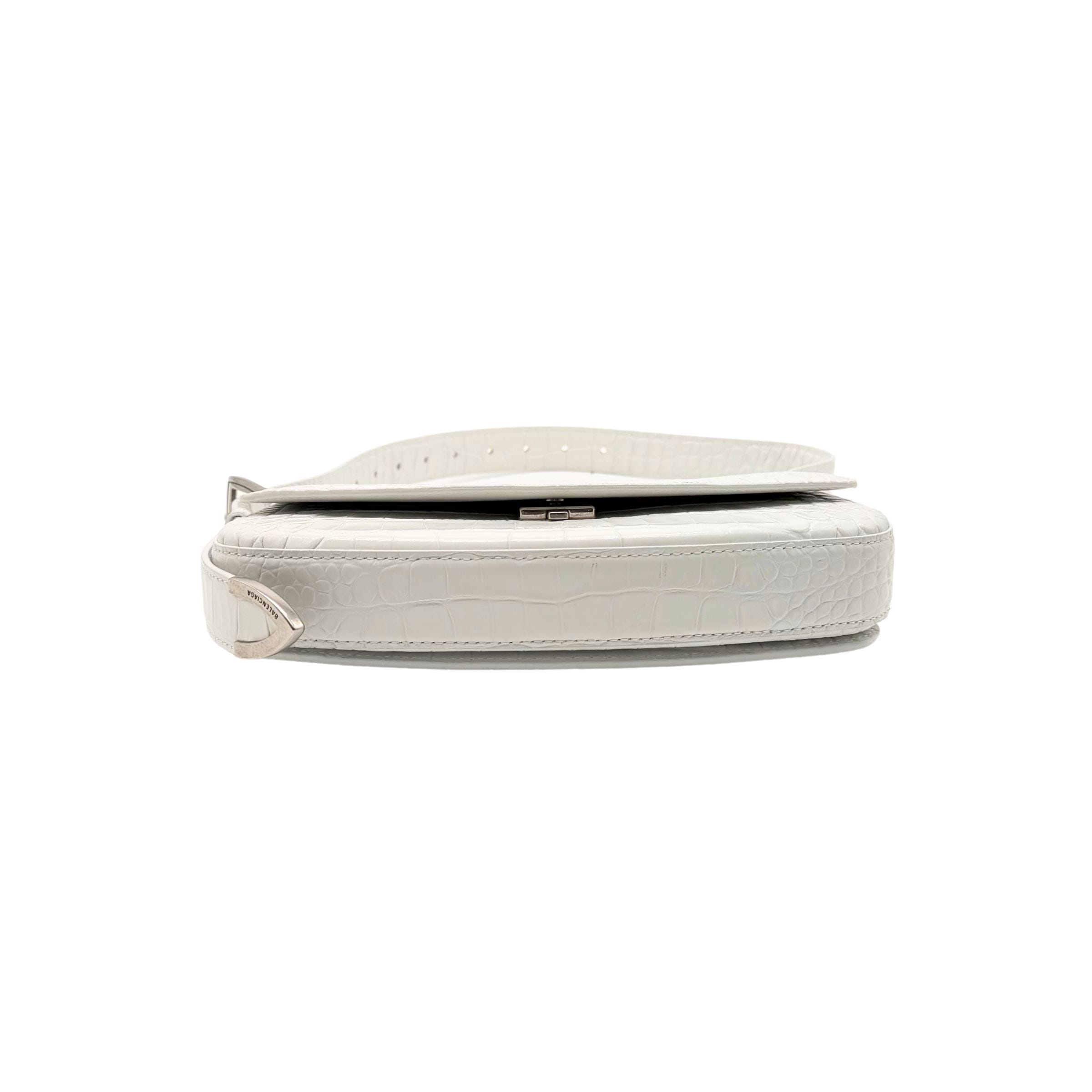 Balenciaga Ghost White Crocodile Shoulder Bag