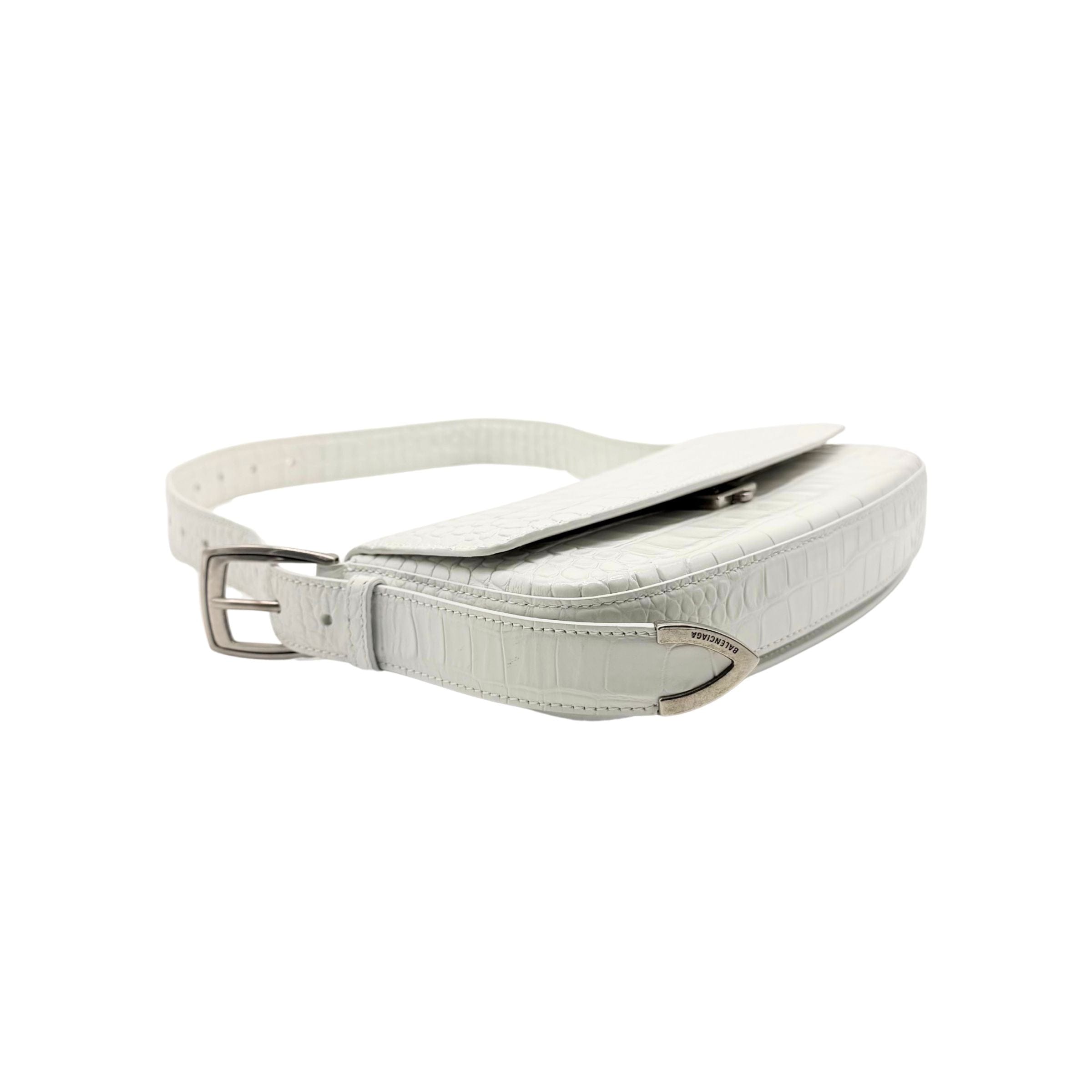 Balenciaga Ghost White Crocodile Shoulder Bag