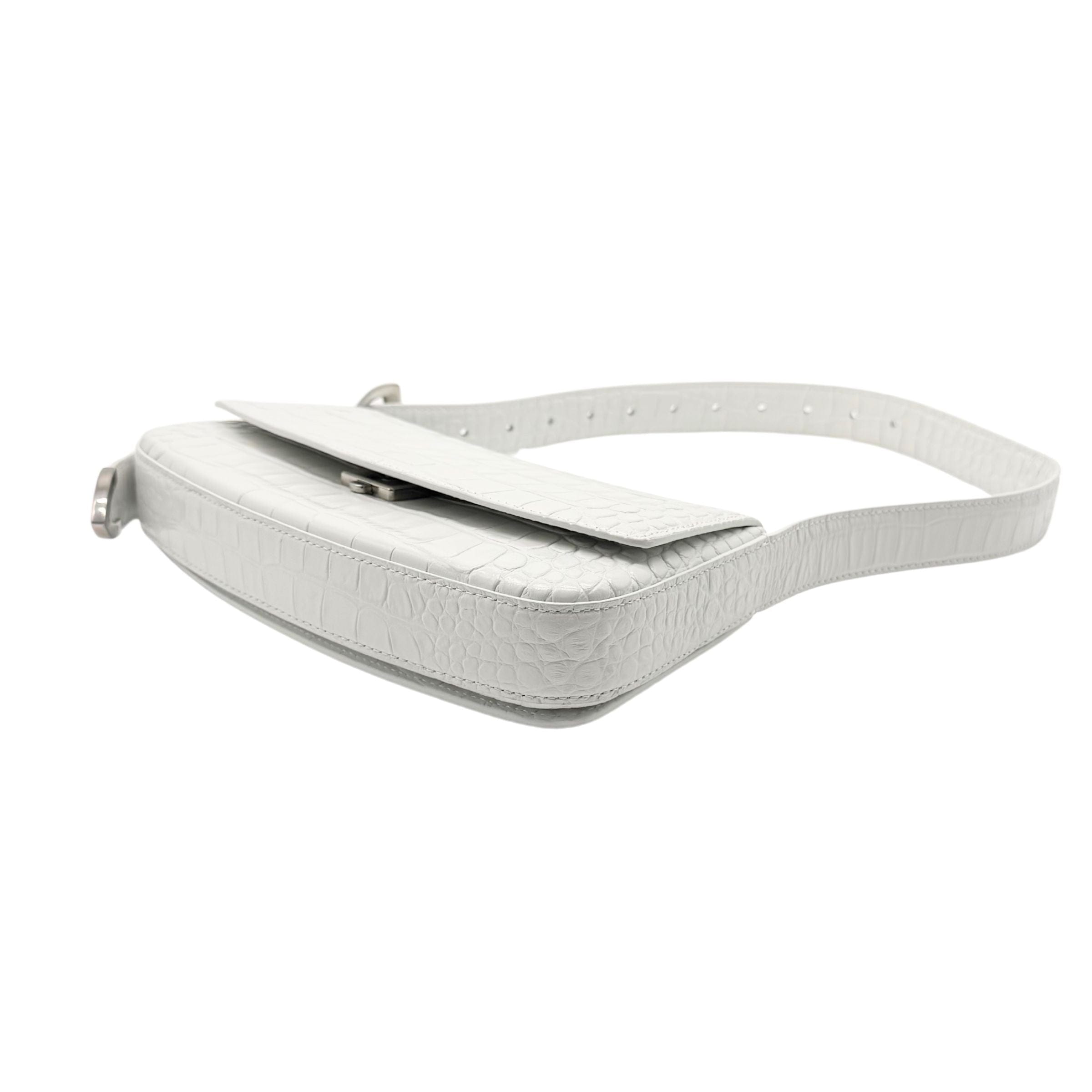 Balenciaga Ghost White Crocodile Shoulder Bag