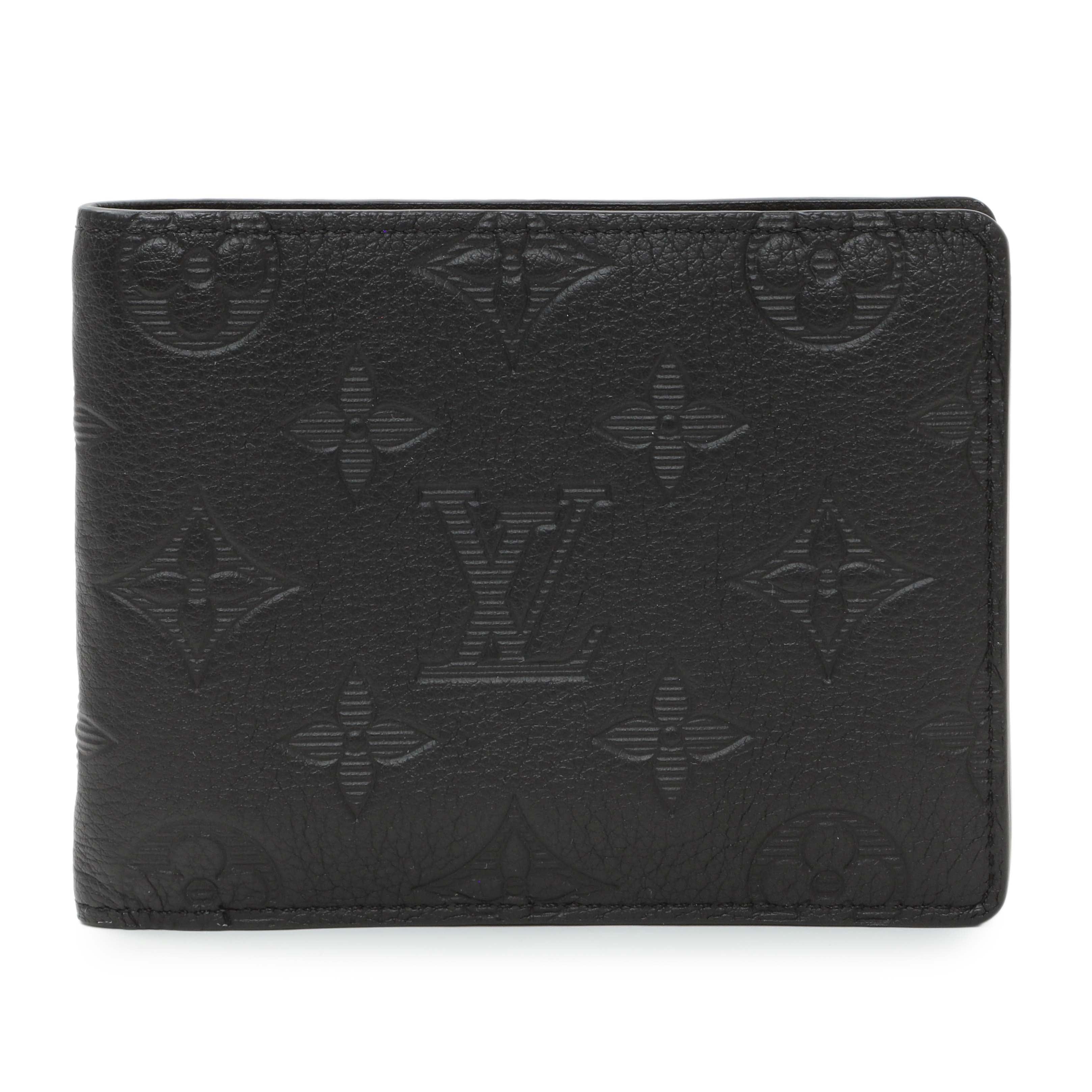 Louis Vuitton Calfskin Monogram Shadow Multiple Wallet Black