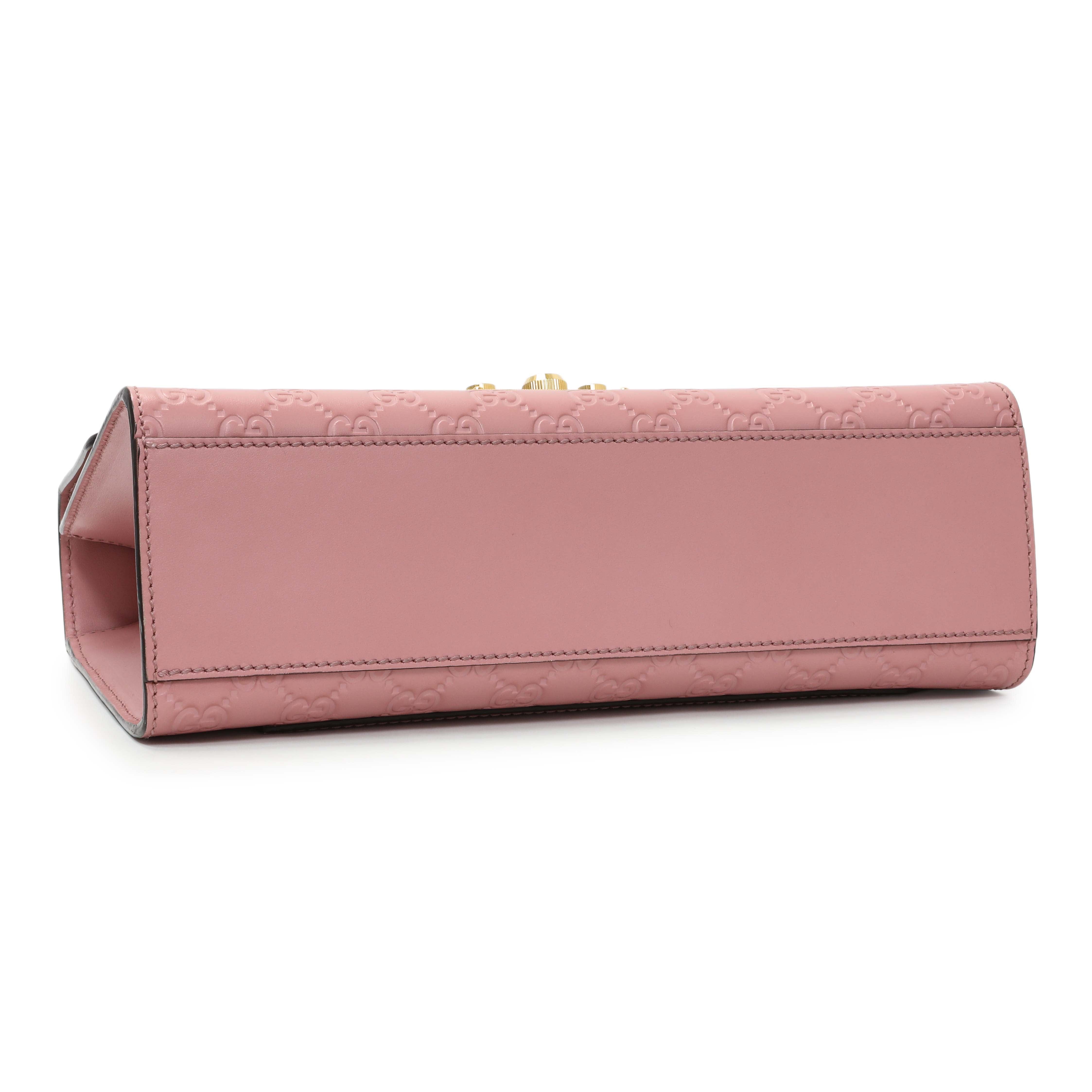 Gucci Pink Calfskin Medium Guccissima Padlock Flap Shoulder Bag