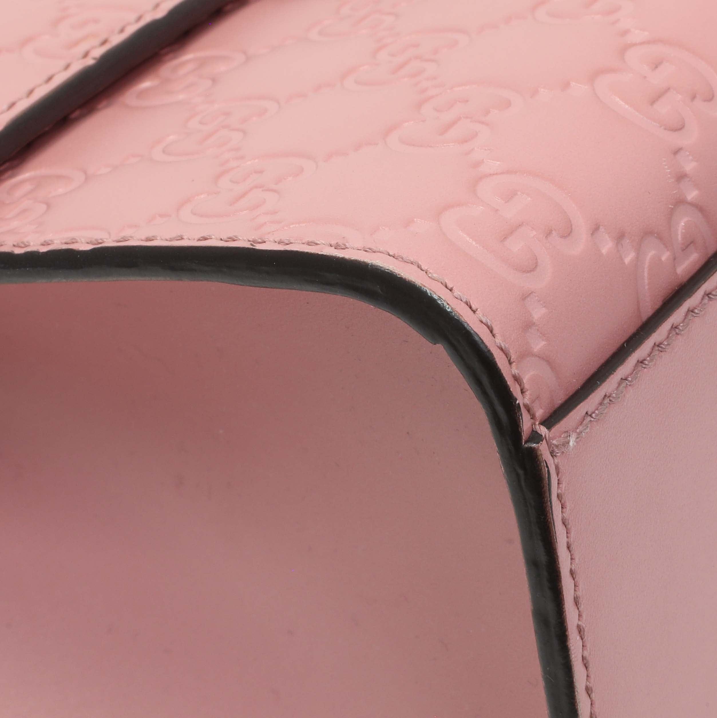 Gucci Pink Calfskin Medium Guccissima Padlock Flap Shoulder Bag