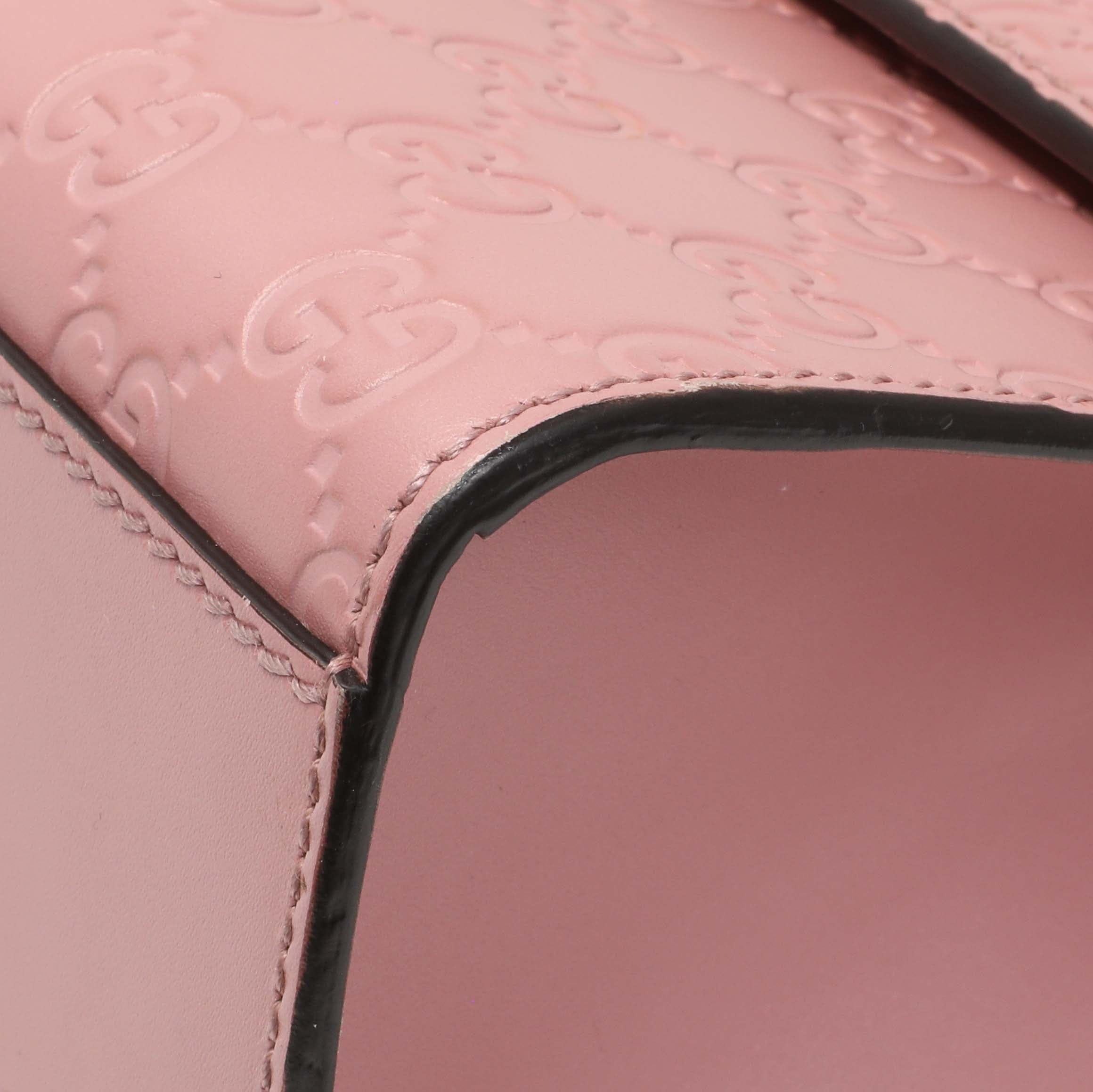 Gucci Pink Calfskin Medium Guccissima Padlock Flap Shoulder Bag