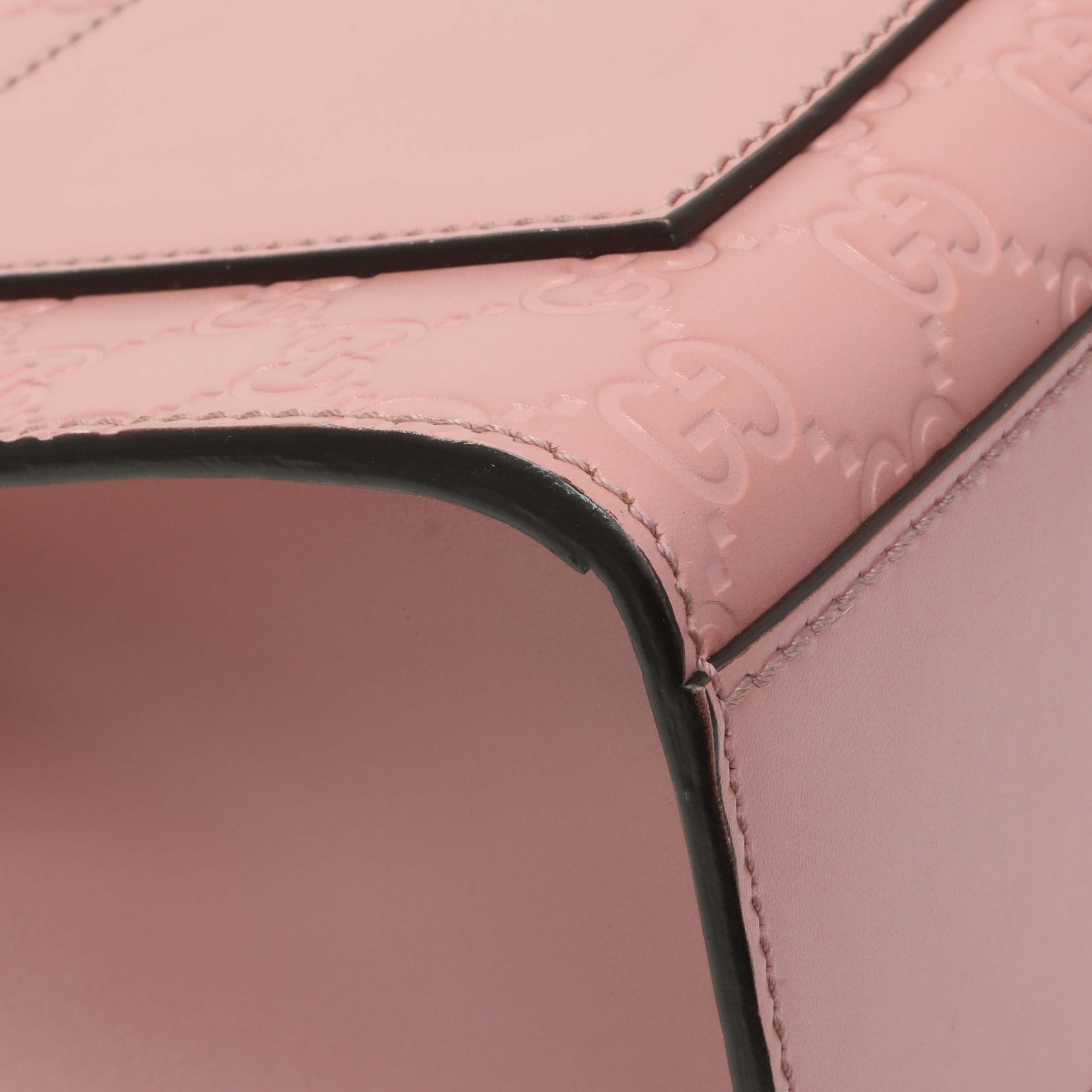 Gucci Pink Calfskin Medium Guccissima Padlock Flap Shoulder Bag