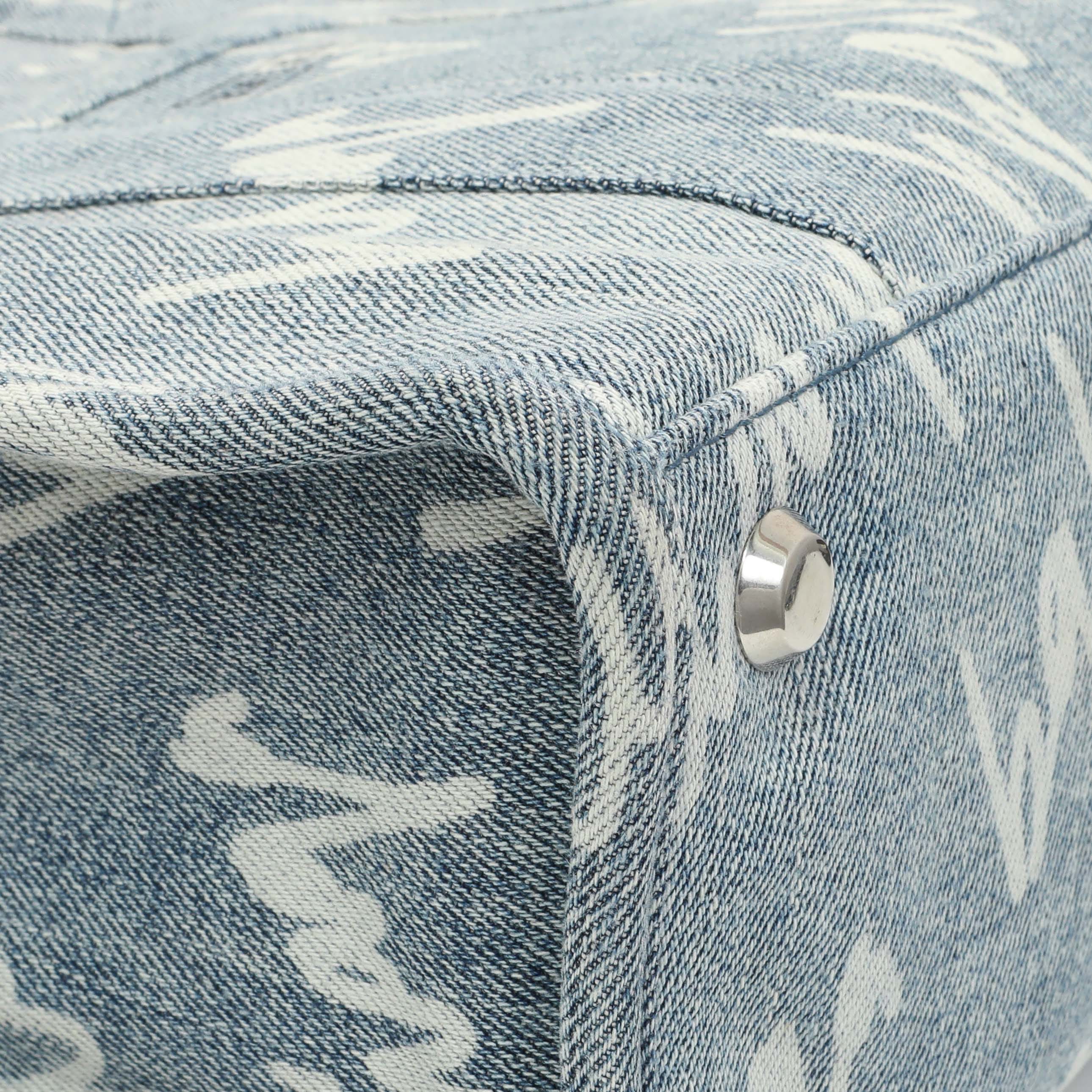 Balenciaga Small Hardware Scribble Printed Denim Tote Bag