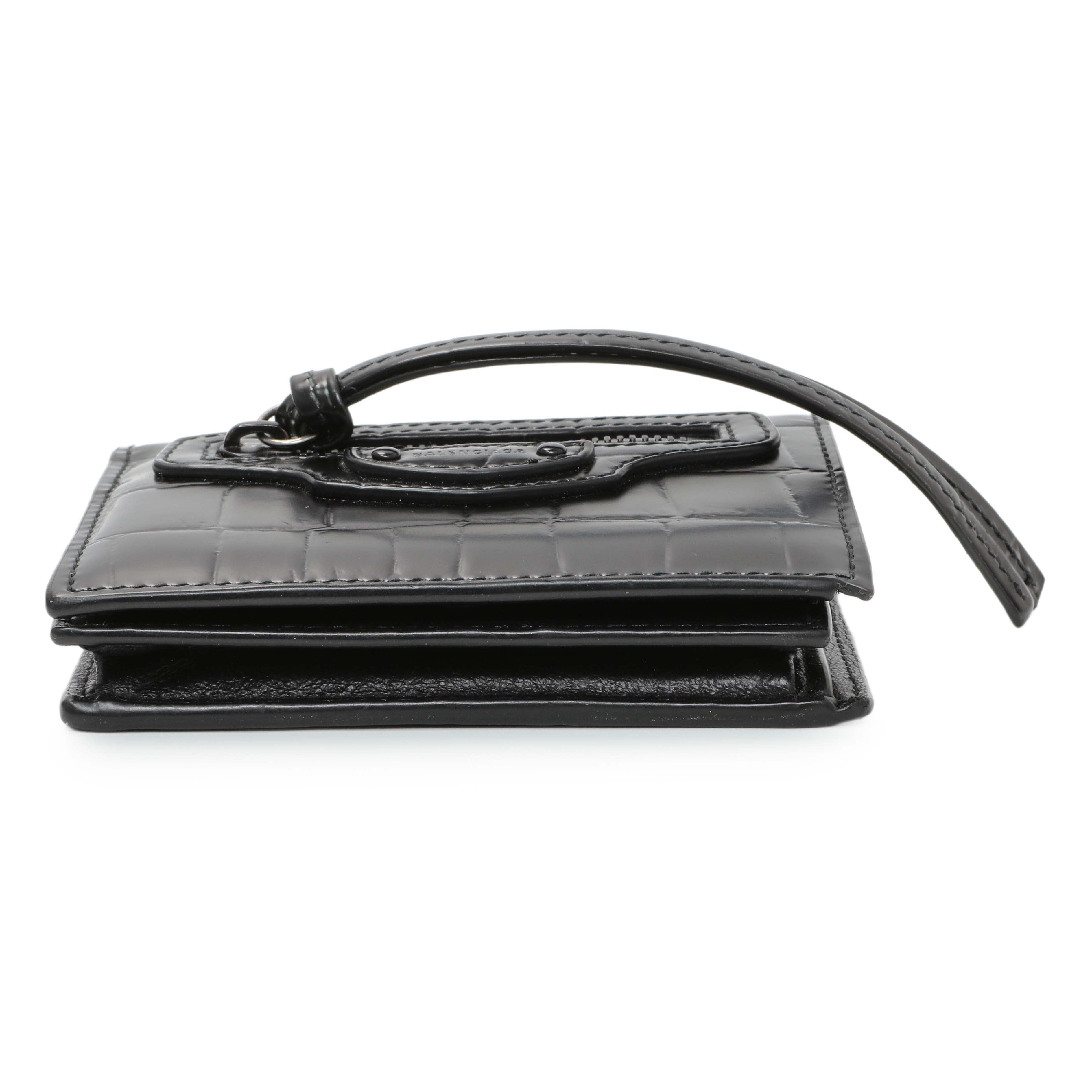 Balenciaga Black Crocodile Embossed Wallet