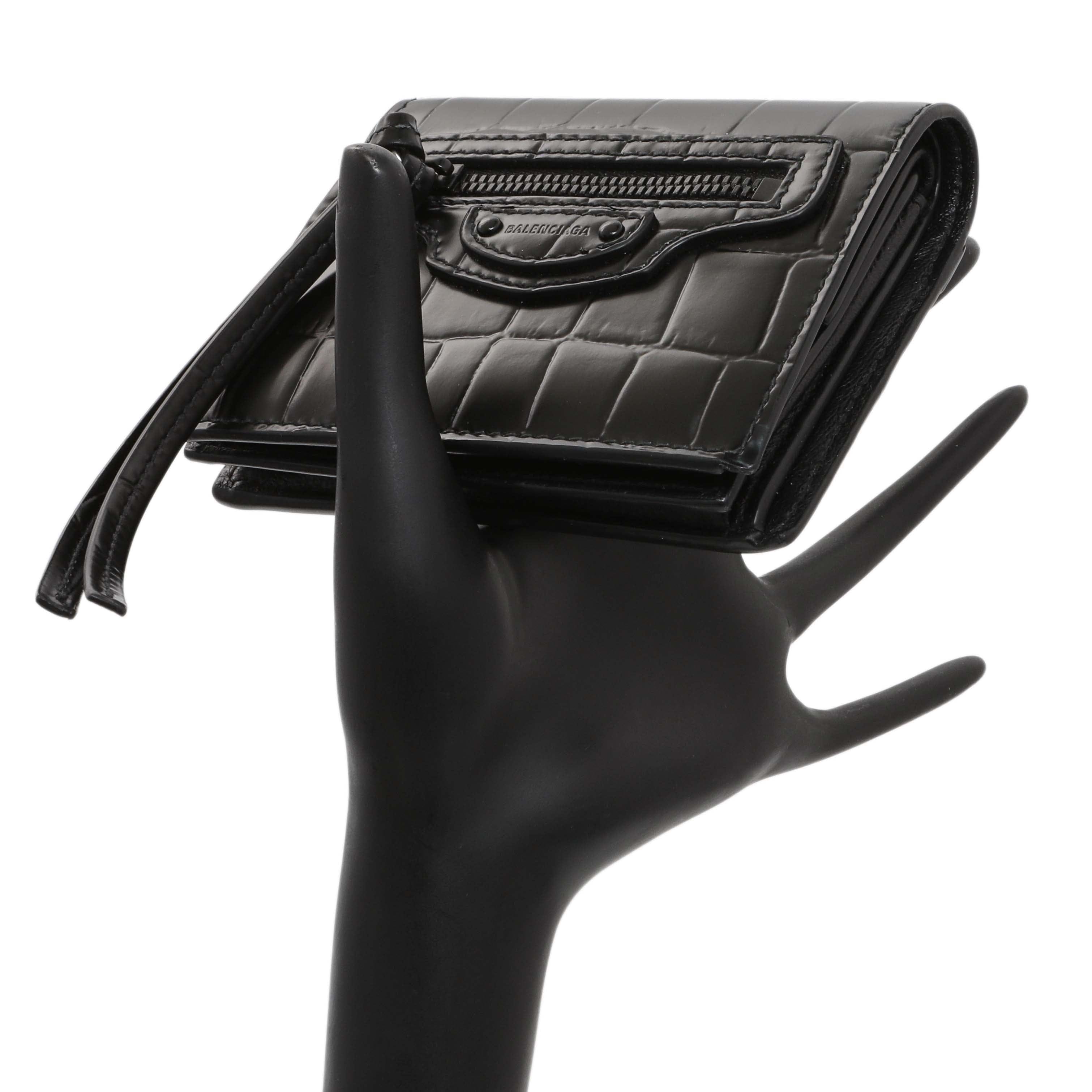 Balenciaga Black Crocodile Embossed Wallet
