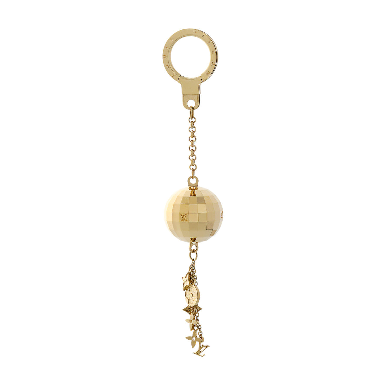 Louis Vuitton Gold Mirror Ball Disco Key Chain