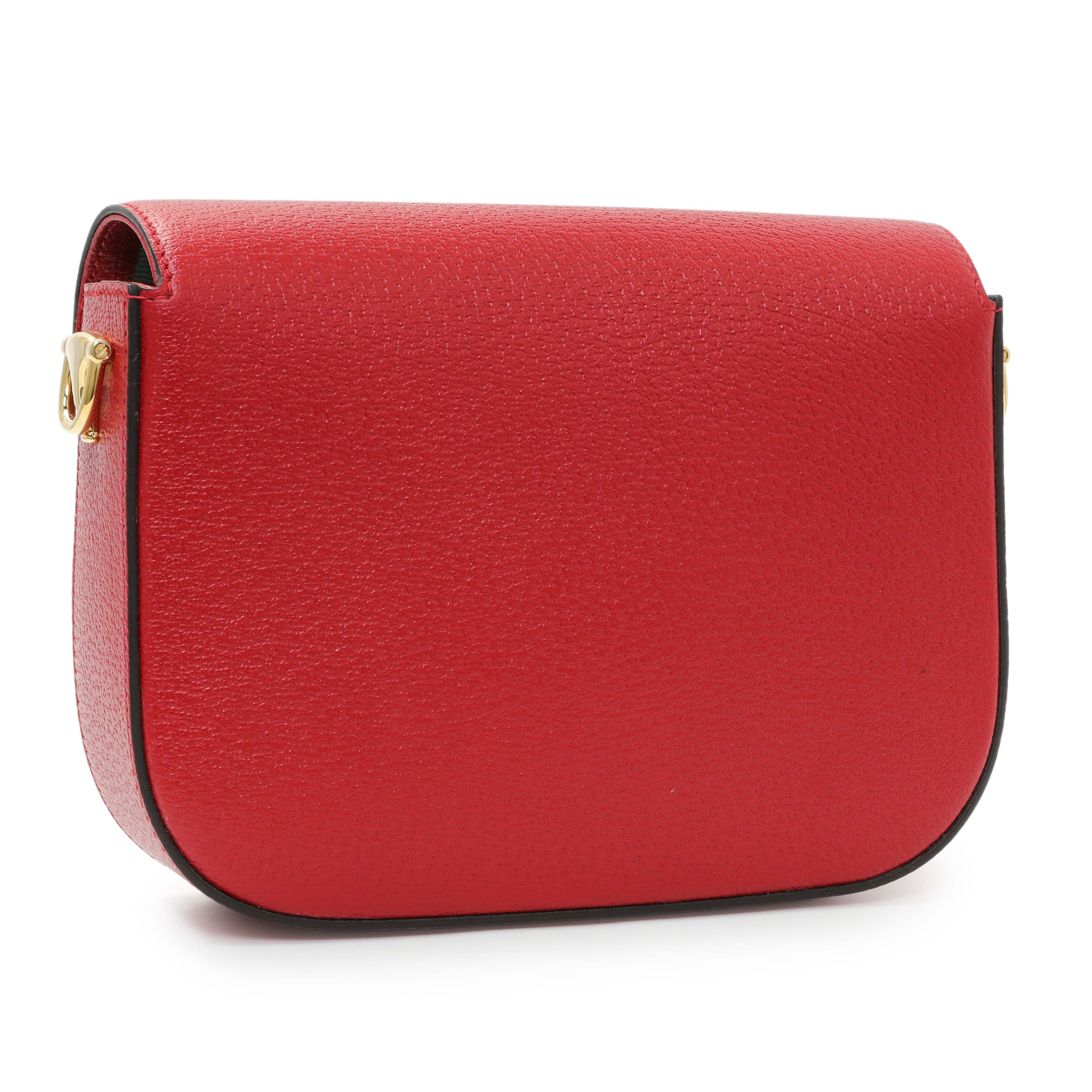 Gucci X Adidas Textured Dollar Calfskin Web Trefoil Mini Horsebit 1955 Shoulder Bag Black Red