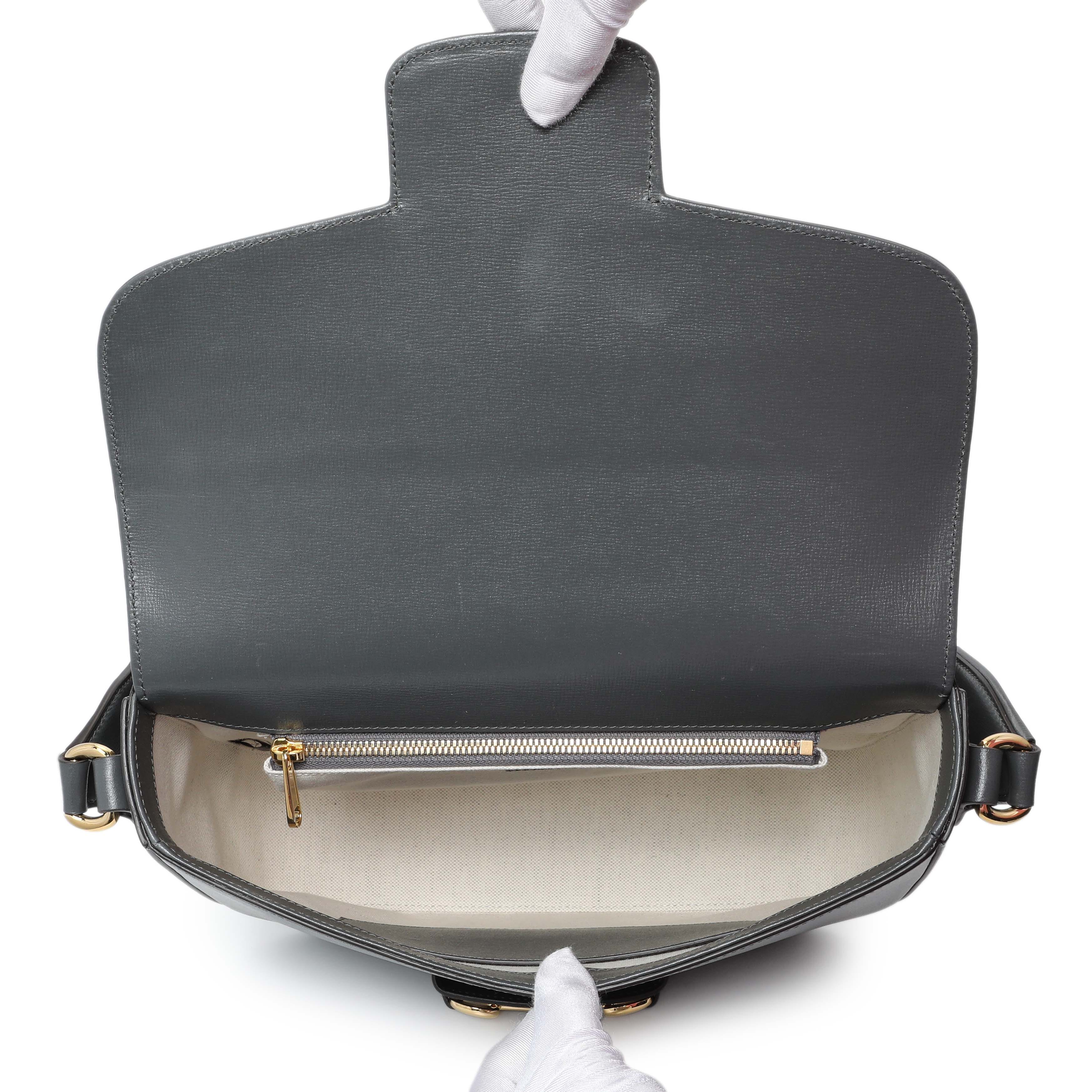 Gucci Grey Calfskin Large Horsebit 1955 Shoulder Bag