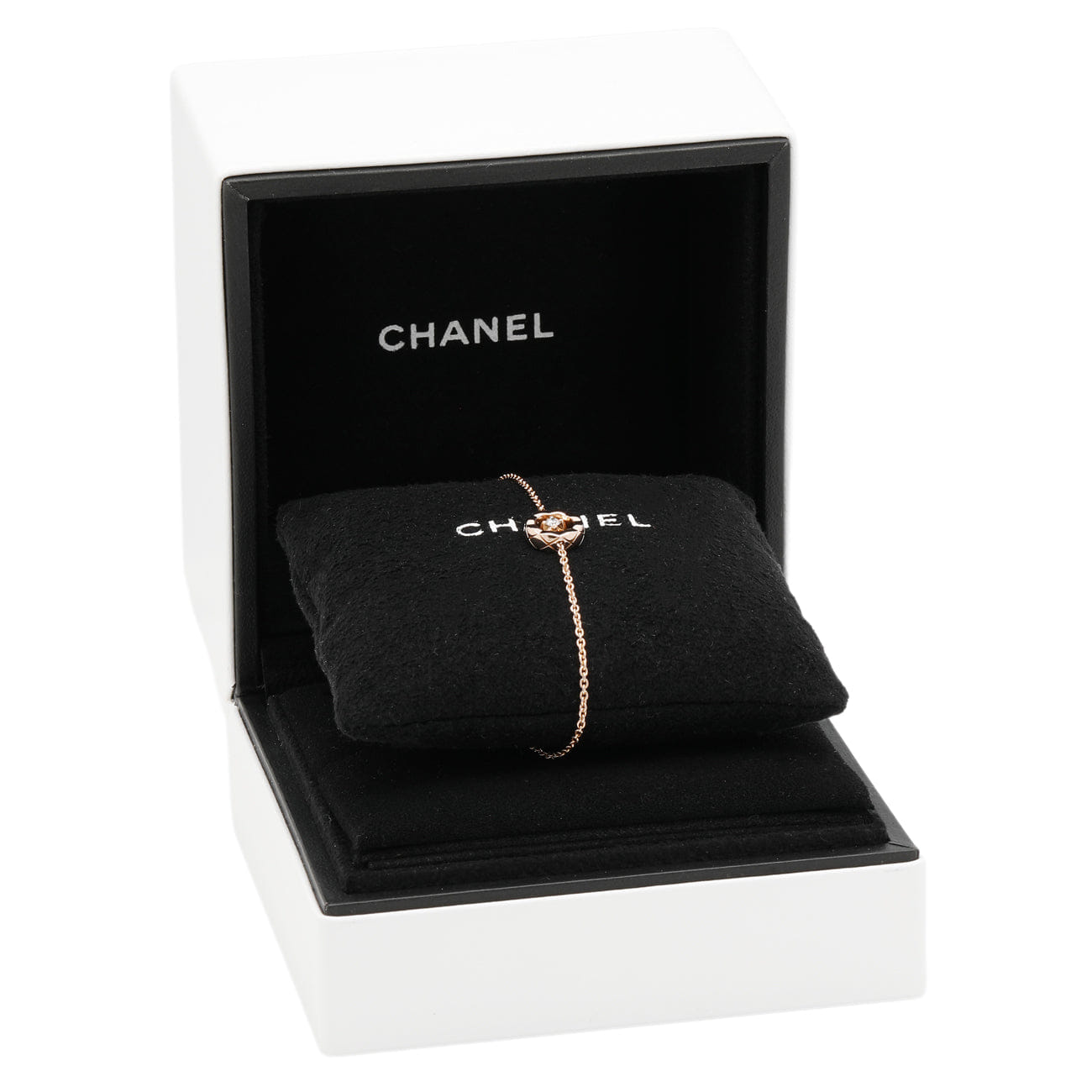 Chanel 18K Beige Gold Diamond Coco Bracelet
