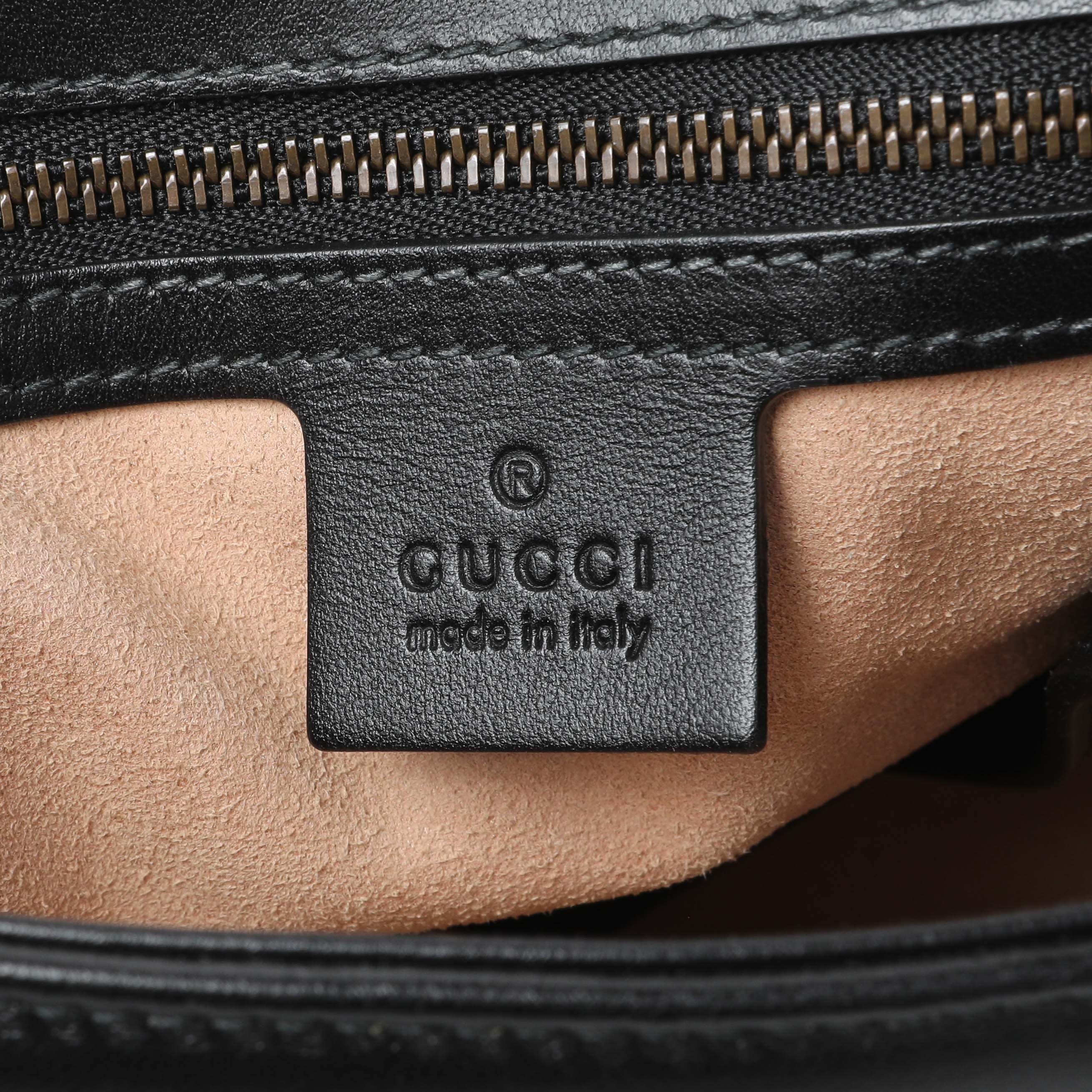Gucci Black Calfskin Matelasse Small GG Marmont Top Handle Shoulder Bag