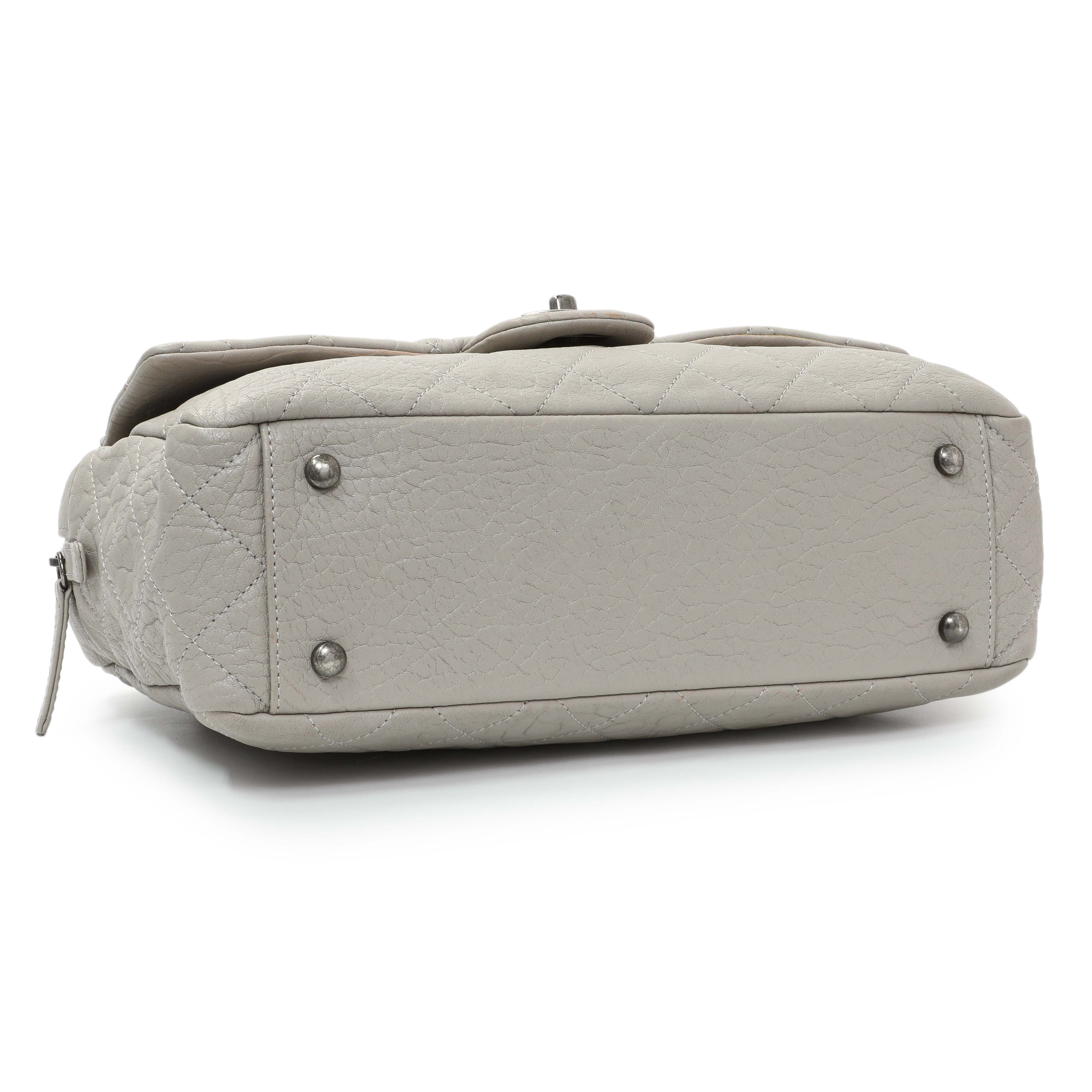 Chanel Grey Quilted Goatskin Chain Shoulder Bag