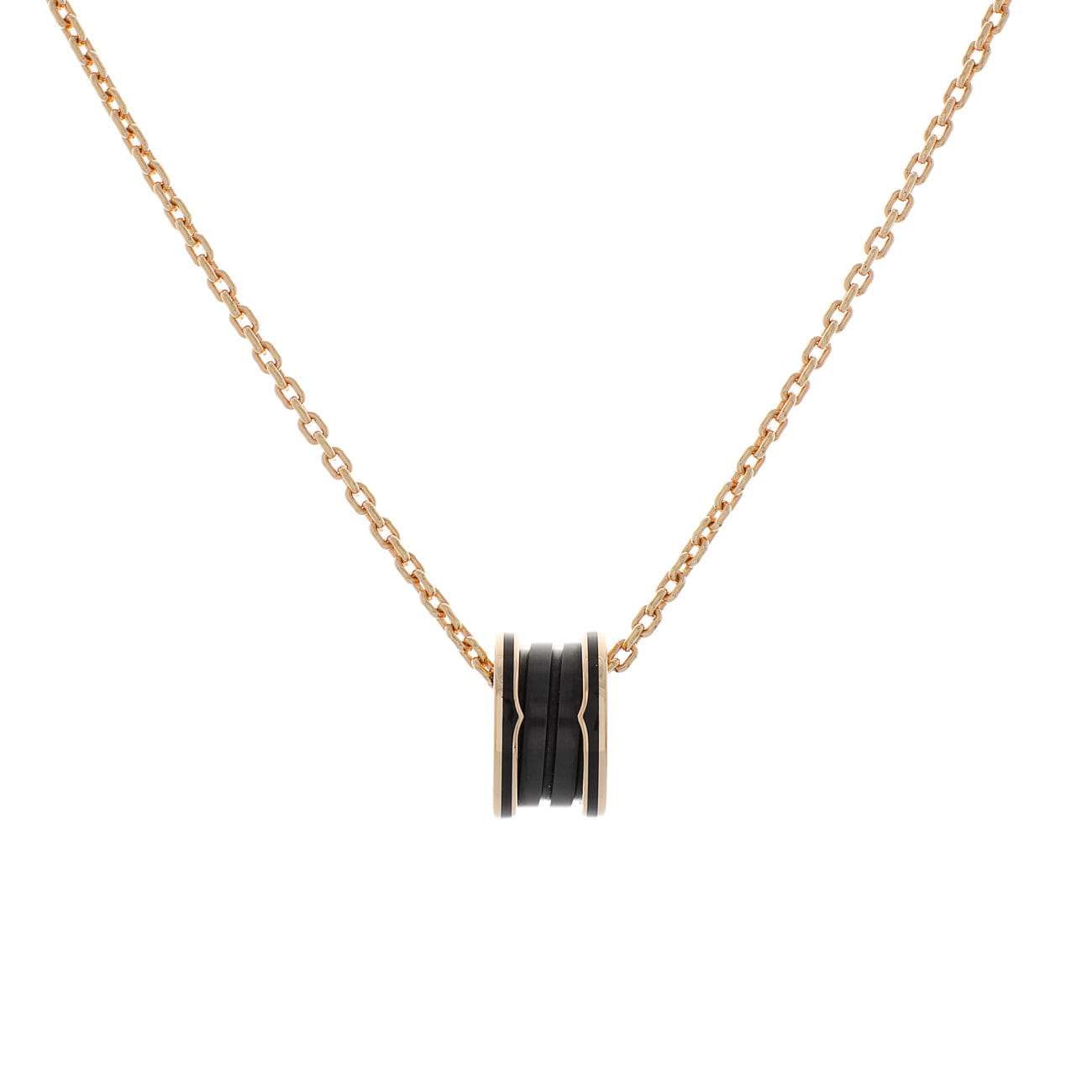 Bulgari 18K Rose Gold Black Ceramic B.zero1 Pendant Necklace