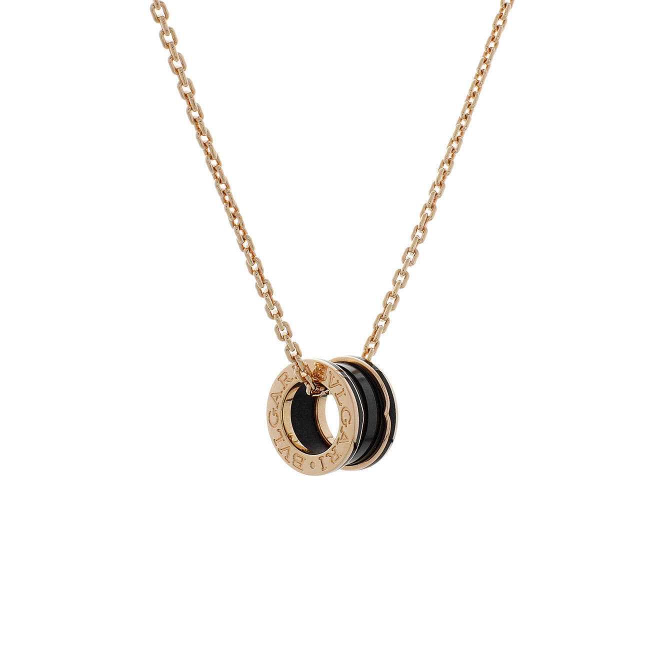 Bulgari 18K Rose Gold Black Ceramic B.zero1 Pendant Necklace