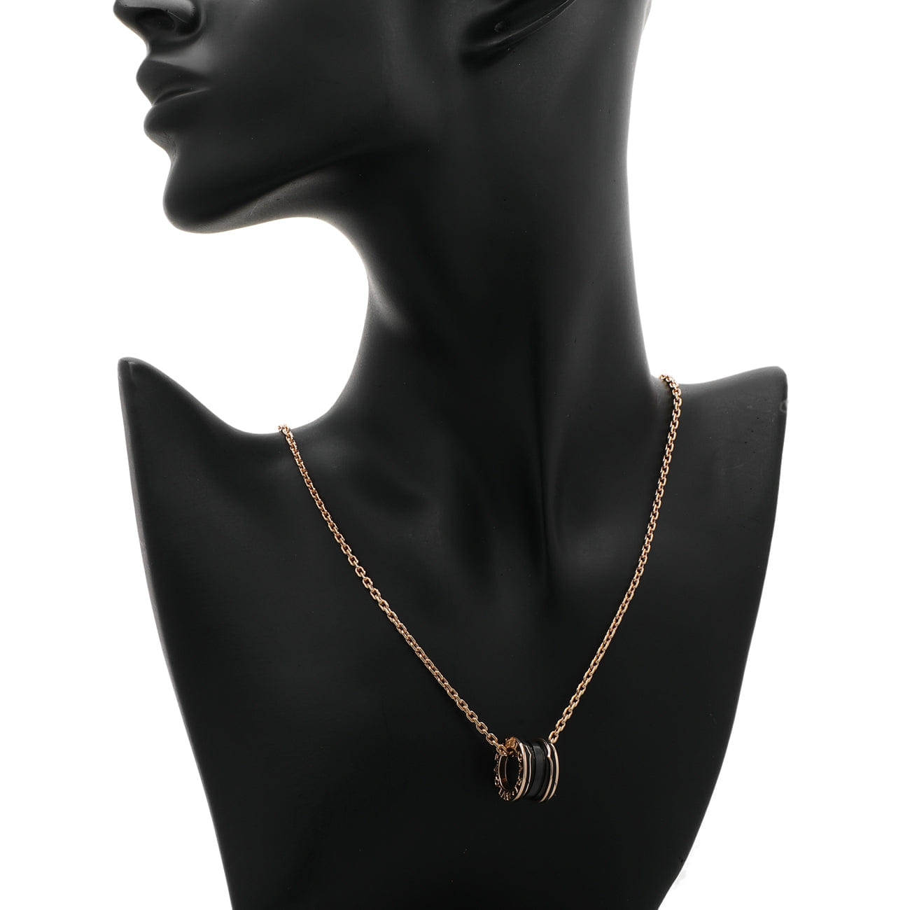 Bulgari 18K Rose Gold Black Ceramic B.zero1 Pendant Necklace