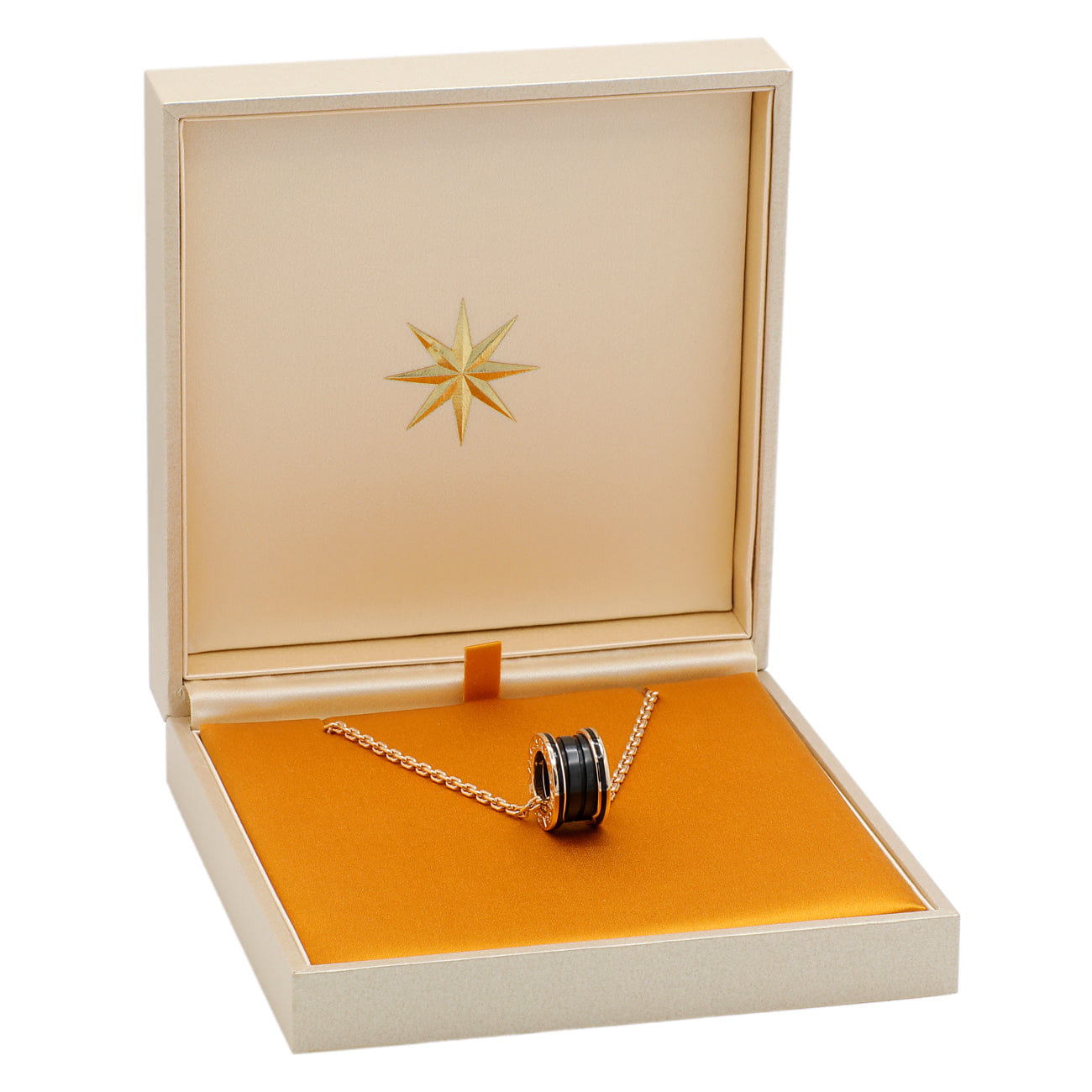 Bulgari 18K Rose Gold Black Ceramic B.zero1 Pendant Necklace