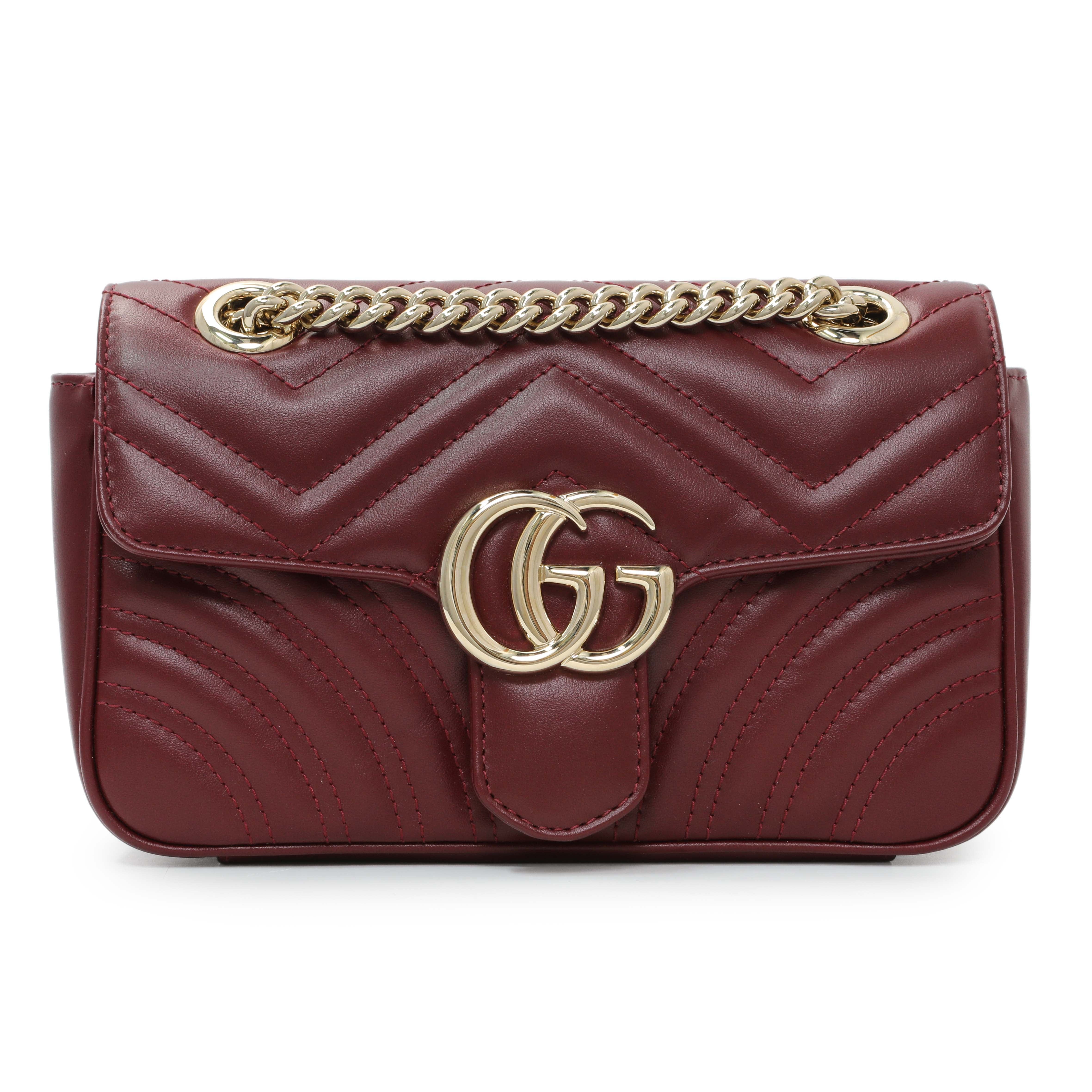 Gucci Rosso Ancora Lambskin Matelasse Small GG Marmont Shoulder Bag