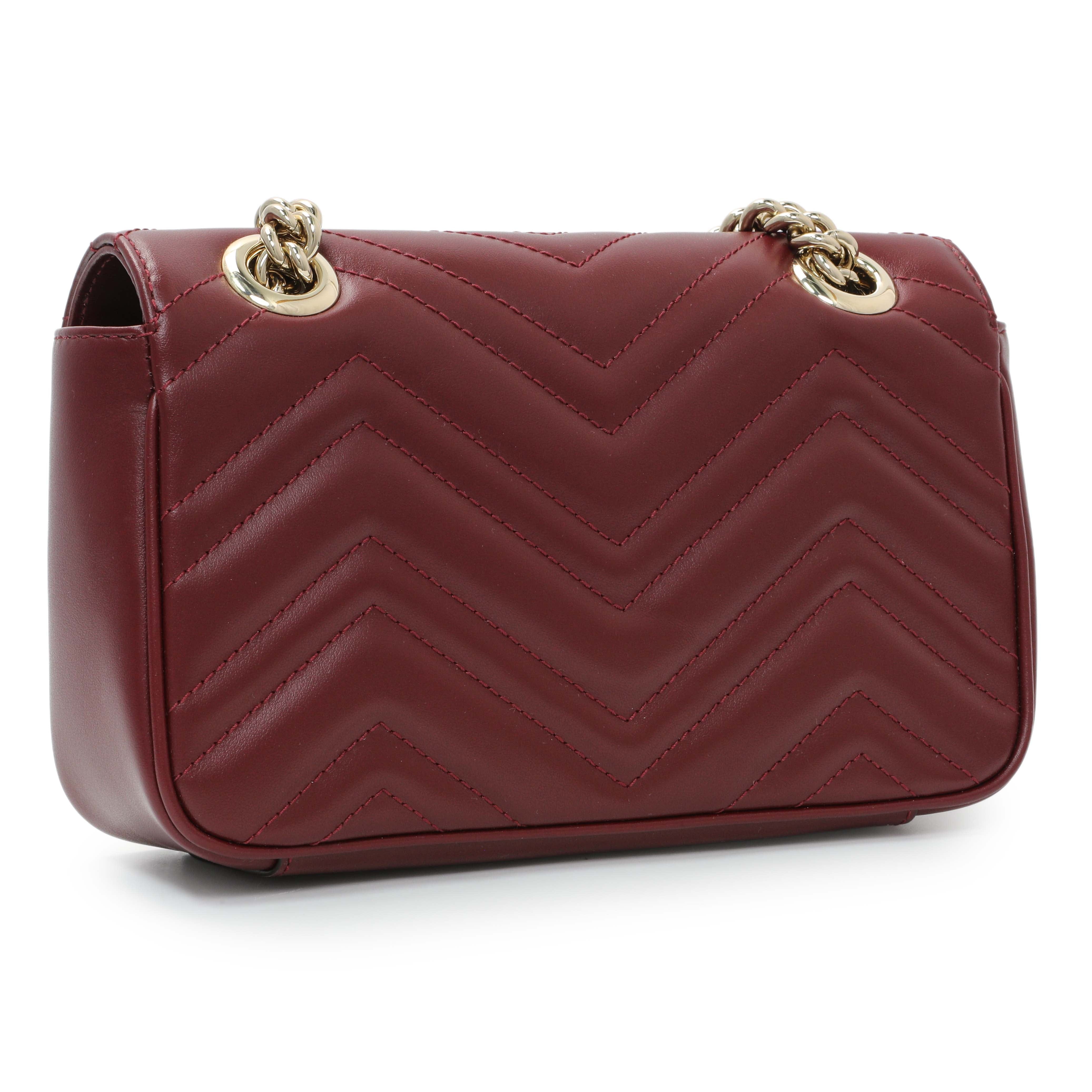 Gucci Rosso Ancora Lambskin Matelasse Small GG Marmont Shoulder Bag
