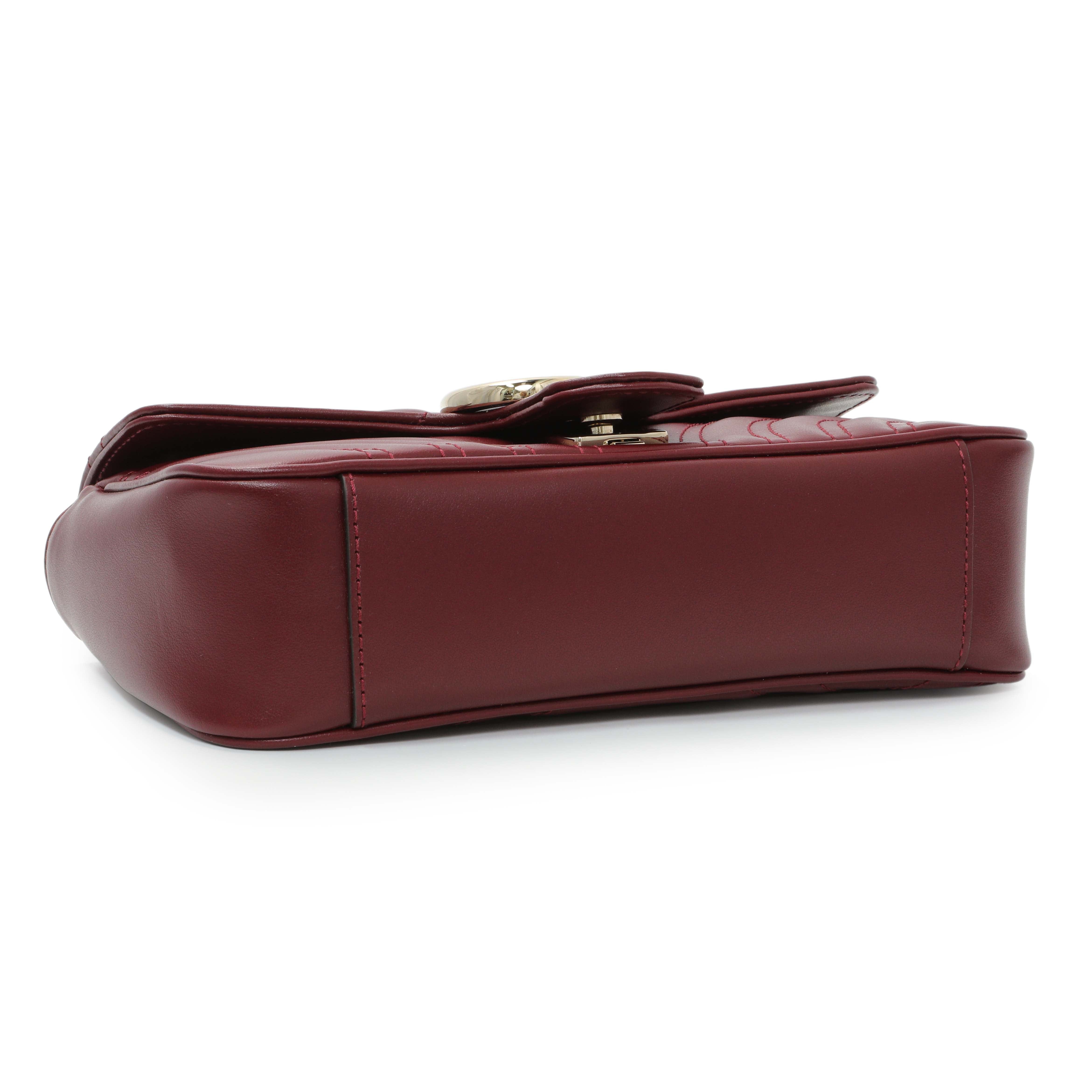 Gucci Rosso Ancora Lambskin Matelasse Small GG Marmont Shoulder Bag