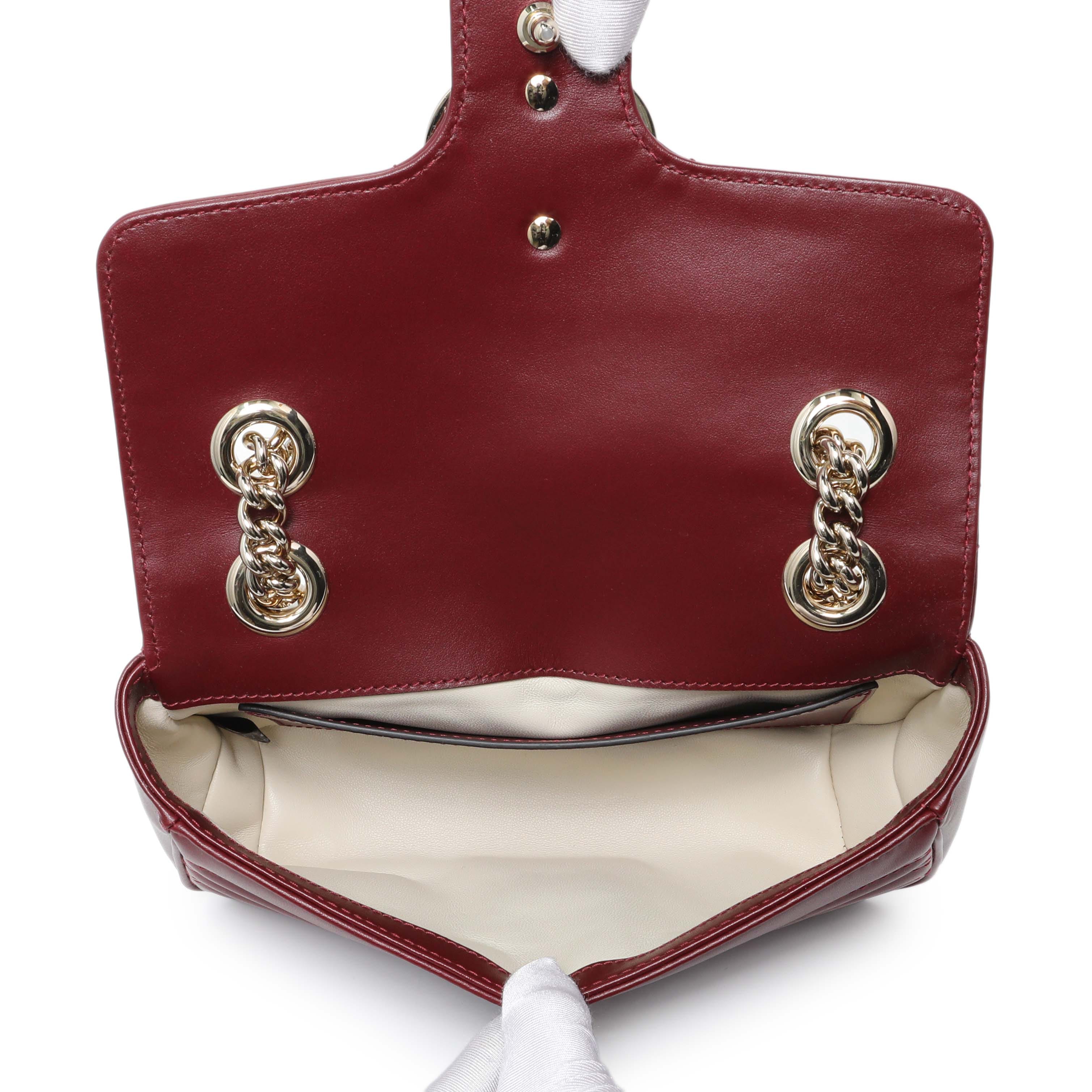 Gucci Rosso Ancora Lambskin Matelasse Small GG Marmont Shoulder Bag