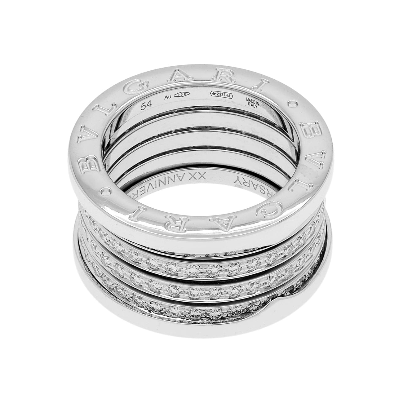 Bulgari 18K White Gold Diamond B.Zero1 20th Anniversary Edition Ring