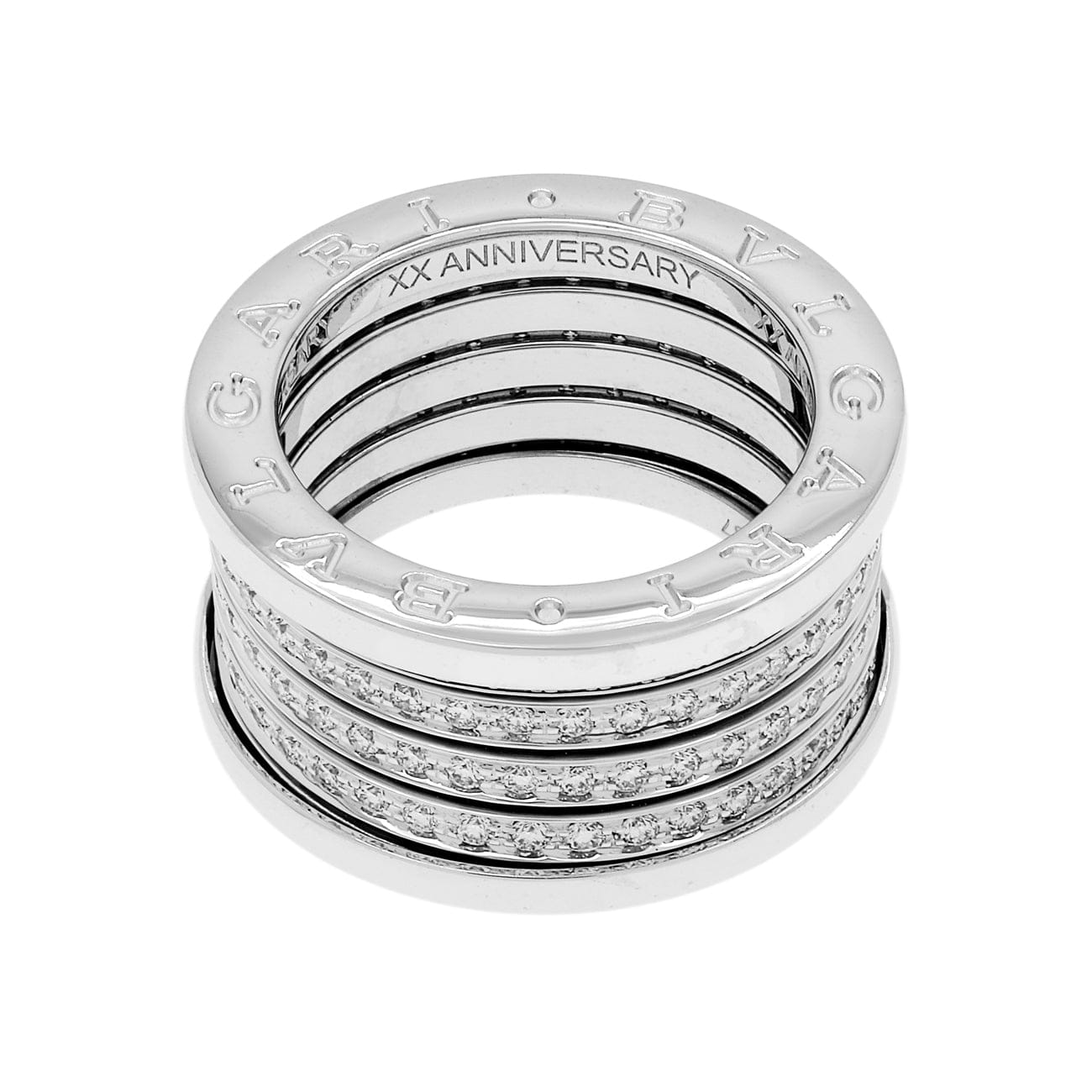 Bulgari 18K White Gold Diamond B.Zero1 20th Anniversary Edition Ring