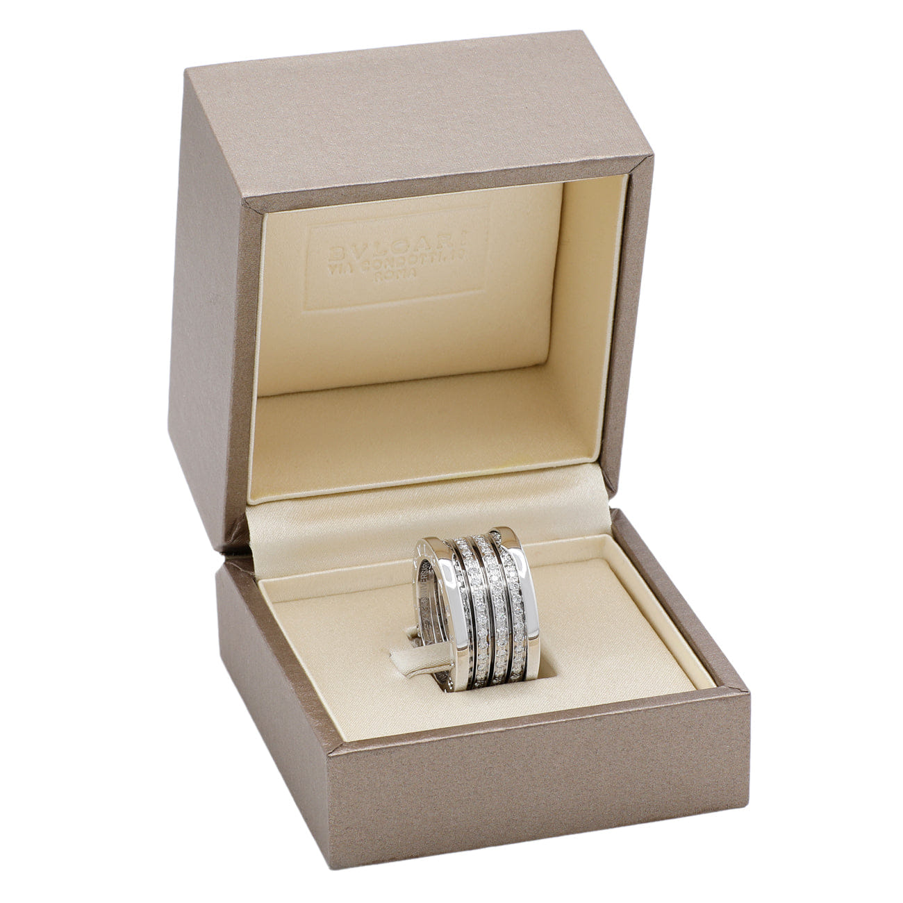 Bulgari 18K White Gold Diamond B.Zero1 20th Anniversary Edition Ring