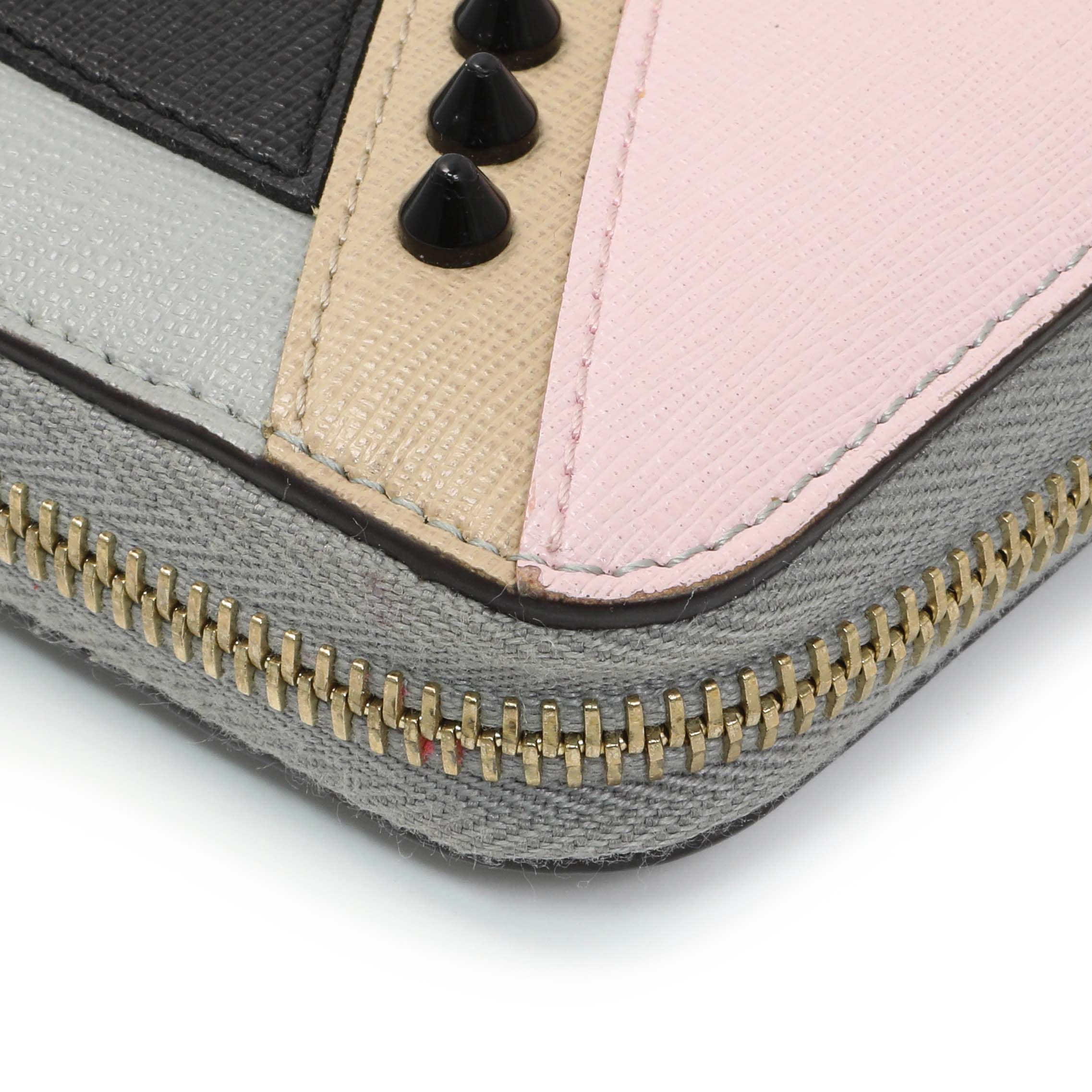 Fendi Vitello Elite Monster Eyes Studded Zip Around Wallet