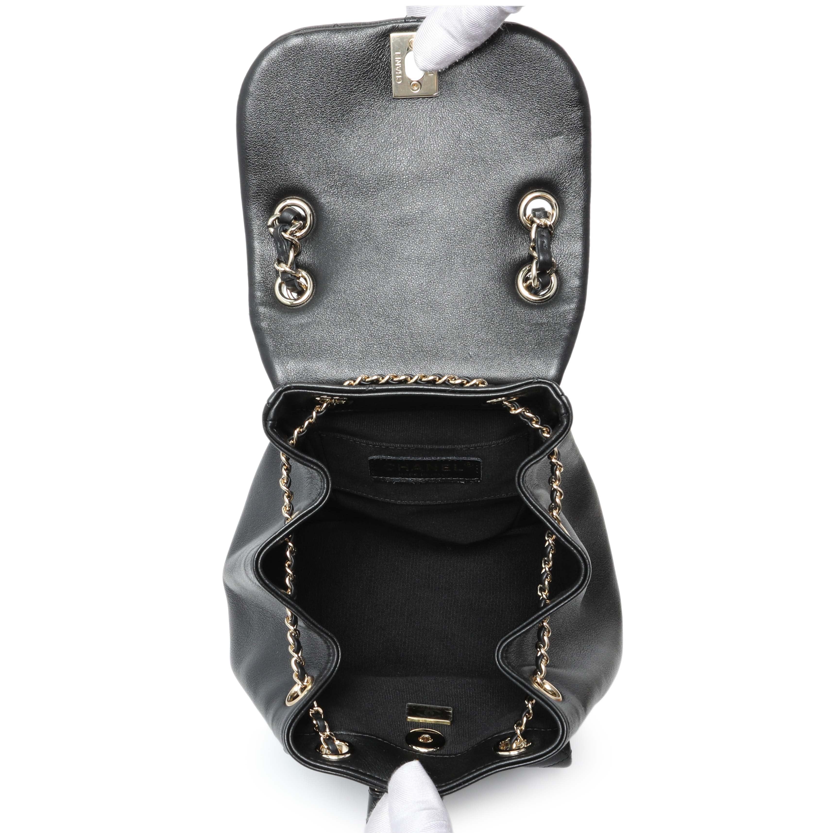 Chanel Black Quilted Lambskin Small Duma Drawstring Backpack