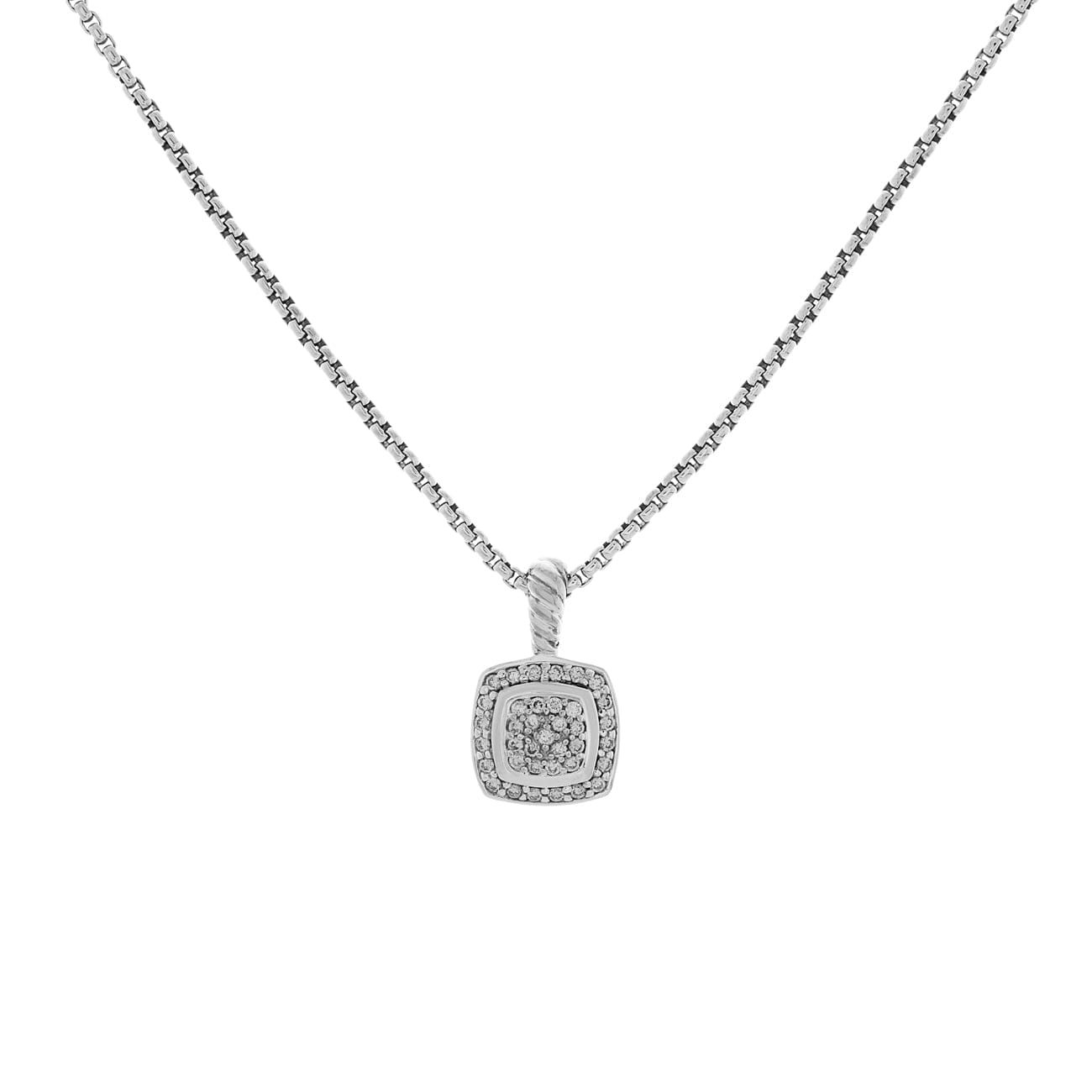 David Yurman Sterling Silver Diamond Petite Albion Pendant Necklace