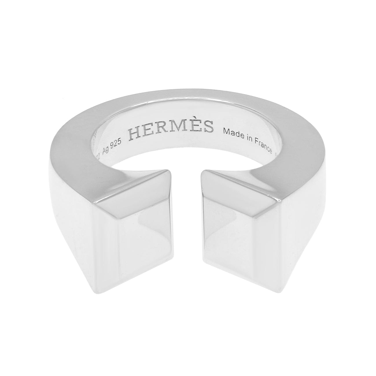 Hermes Sterling Silver Large Clou de Forge Ring