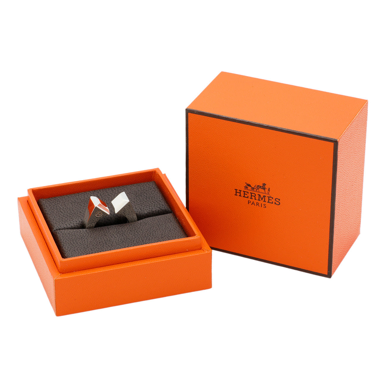 Hermes Sterling Silver Large Clou de Forge Ring