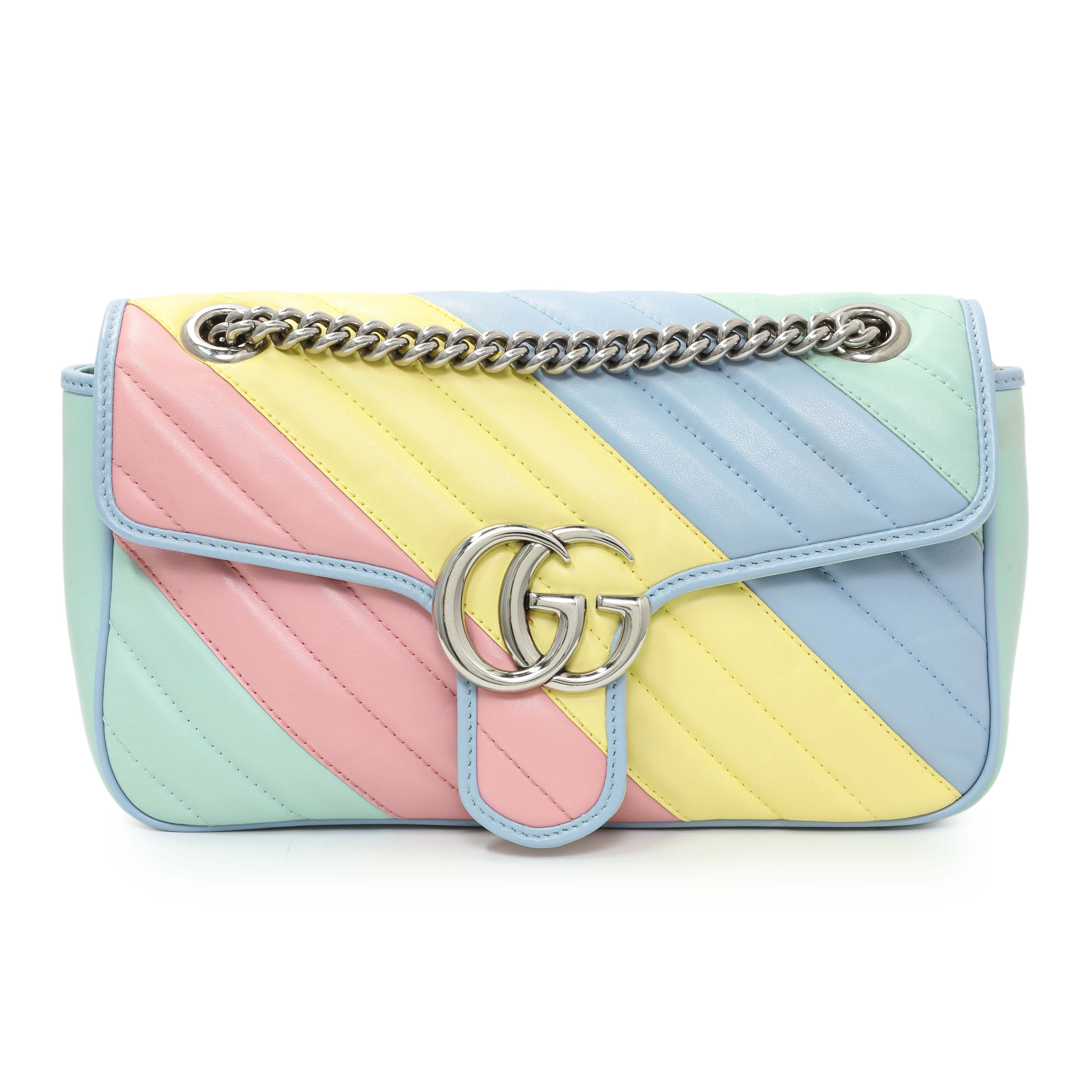 Gucci Calfskin Matelasse Diagonal Small GG Marmont Shoulder Bag