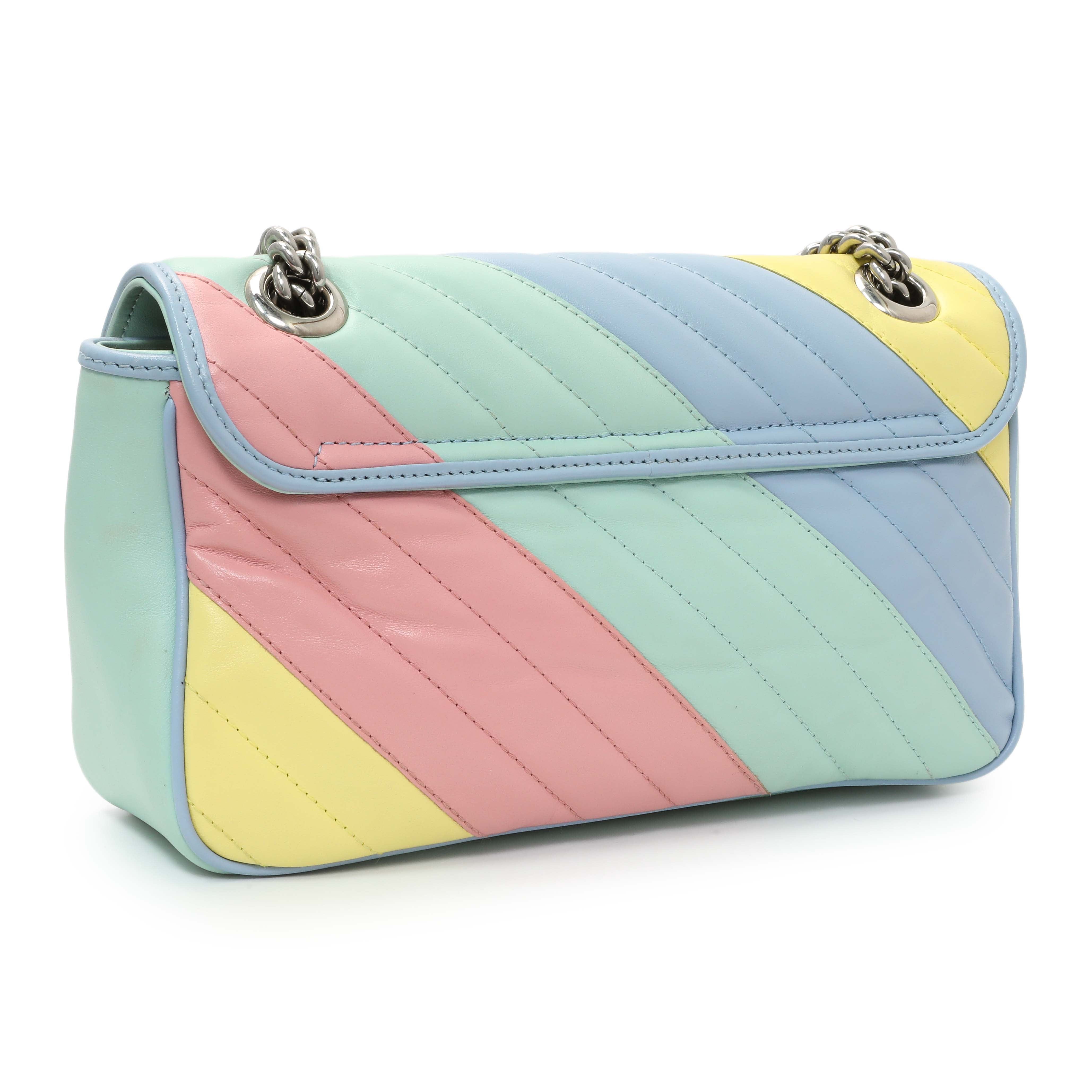 Gucci Calfskin Matelasse Diagonal Small GG Marmont Shoulder Bag