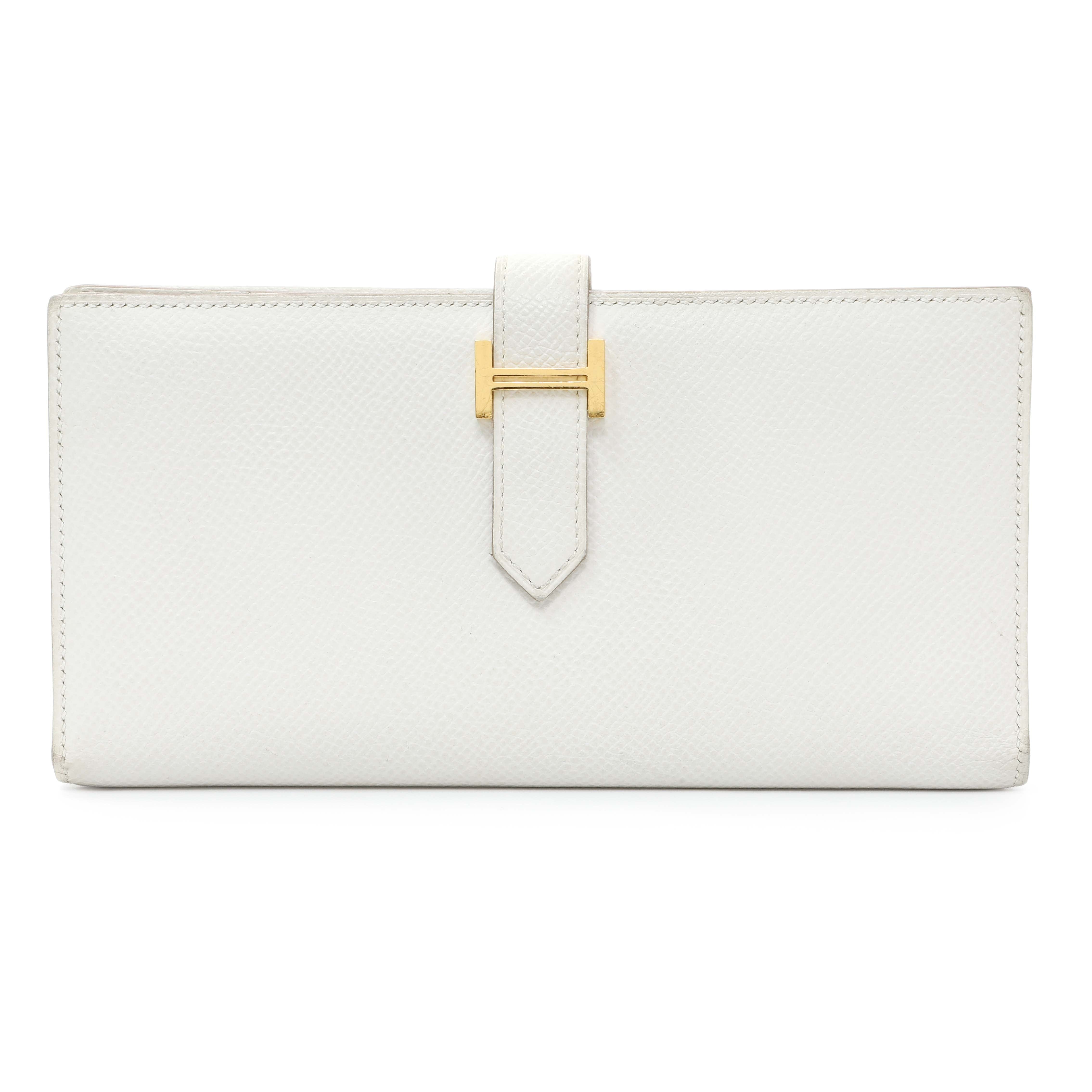 Hermes White Epsom Bearn Gusset Wallet