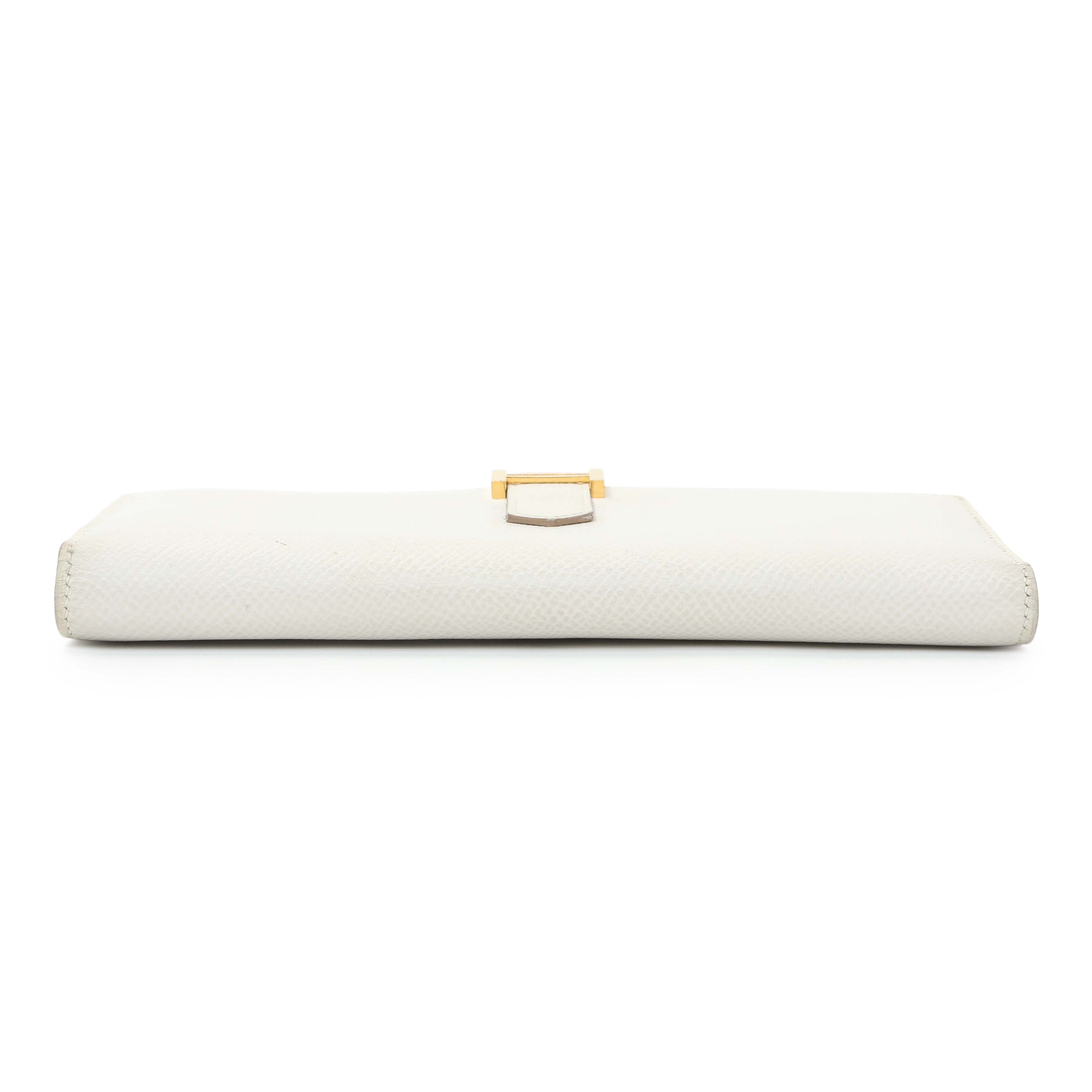 Hermes White Epsom Bearn Gusset Wallet