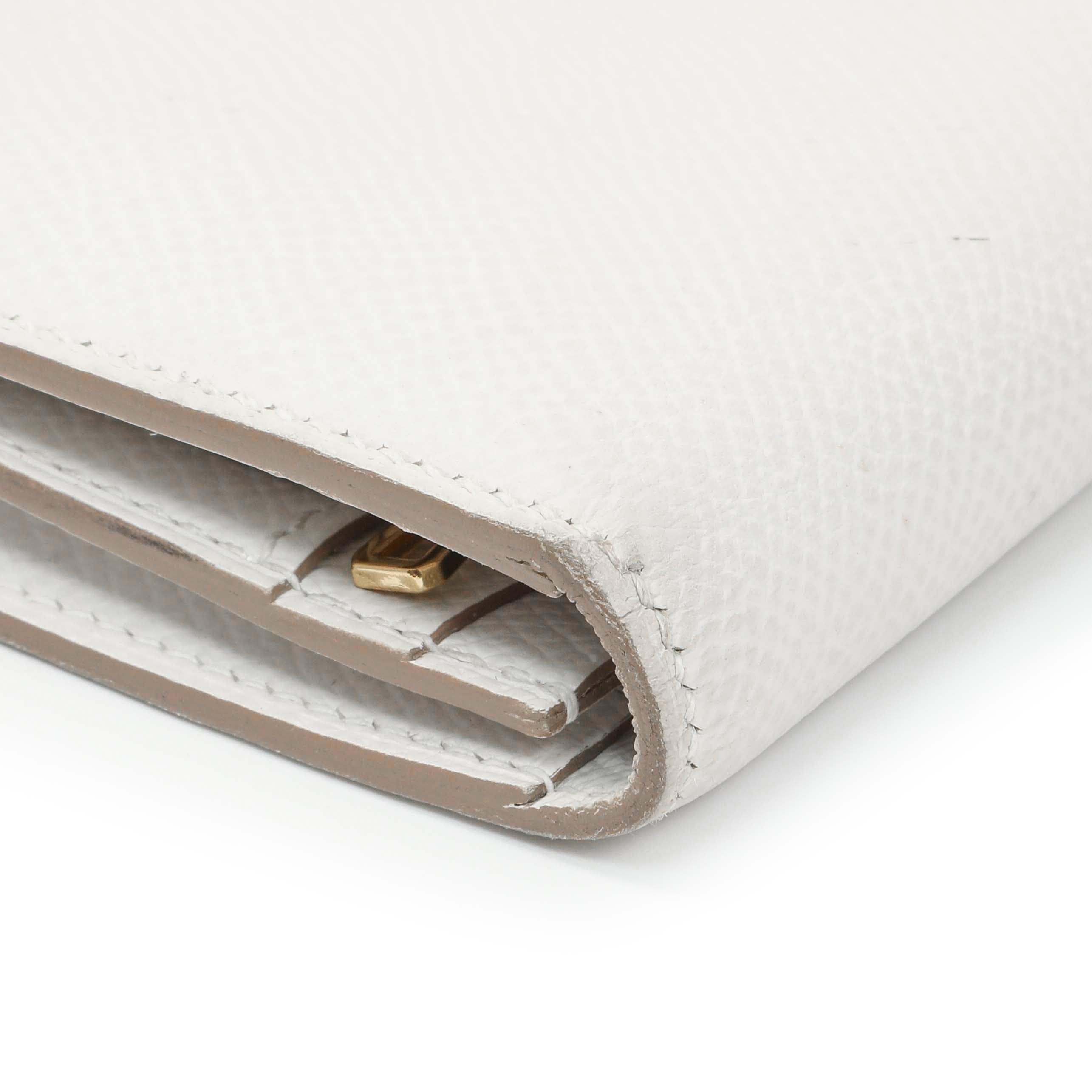 Hermes White Epsom Bearn Gusset Wallet