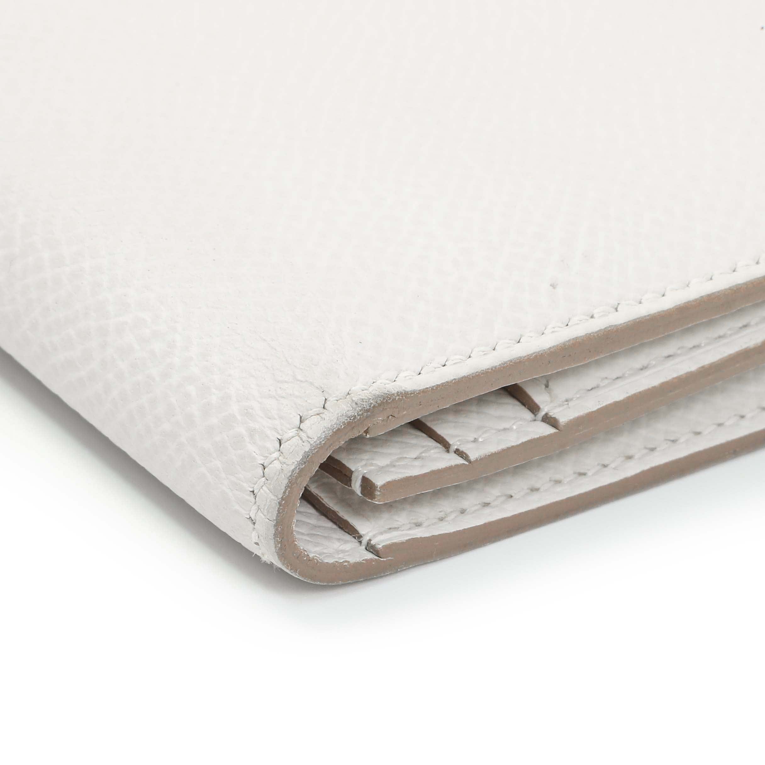 Hermes White Epsom Bearn Gusset Wallet