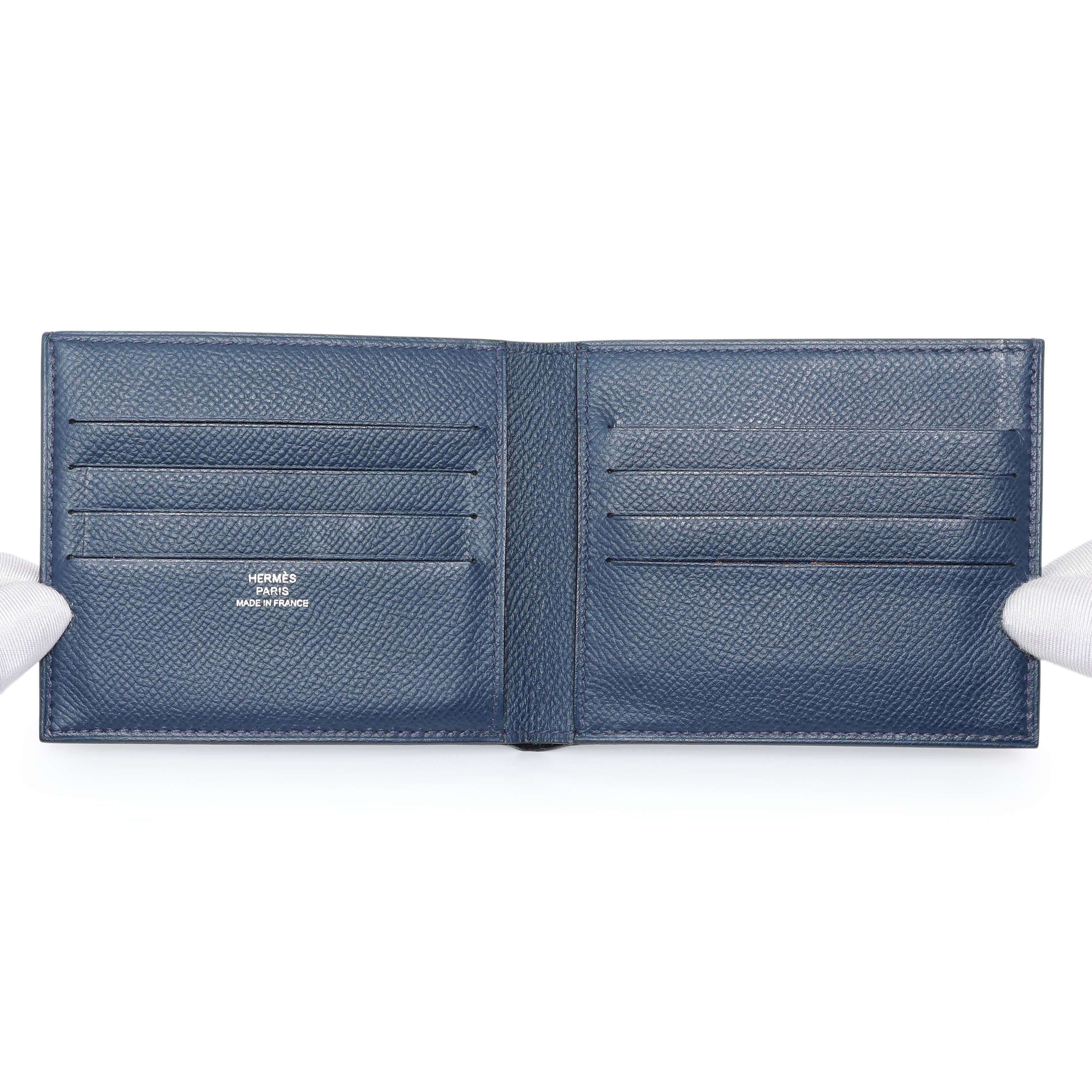Hermes Bleu Indigo Epsom Citizen Twill Compact Wallet