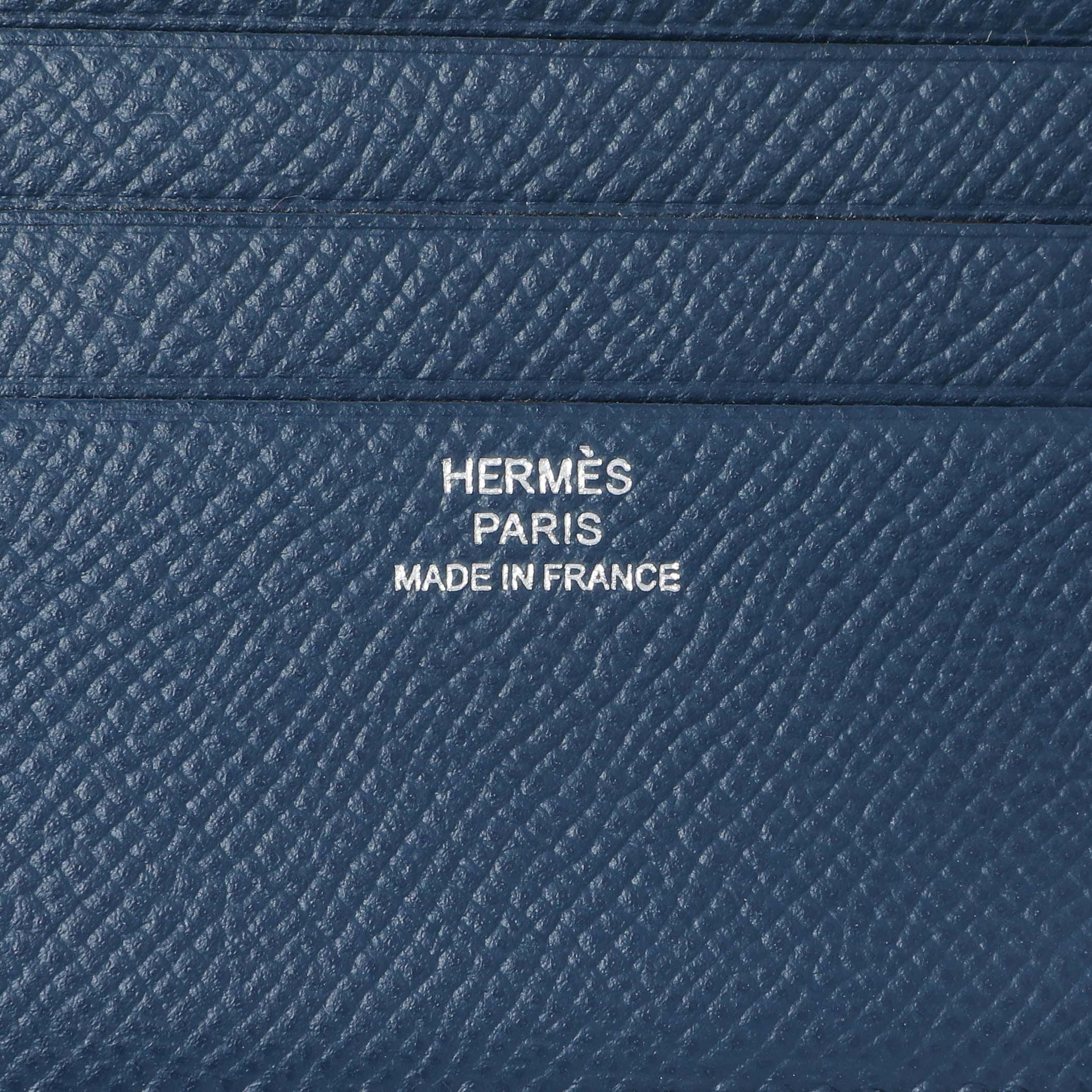 Hermes Bleu Indigo Epsom Citizen Twill Compact Wallet