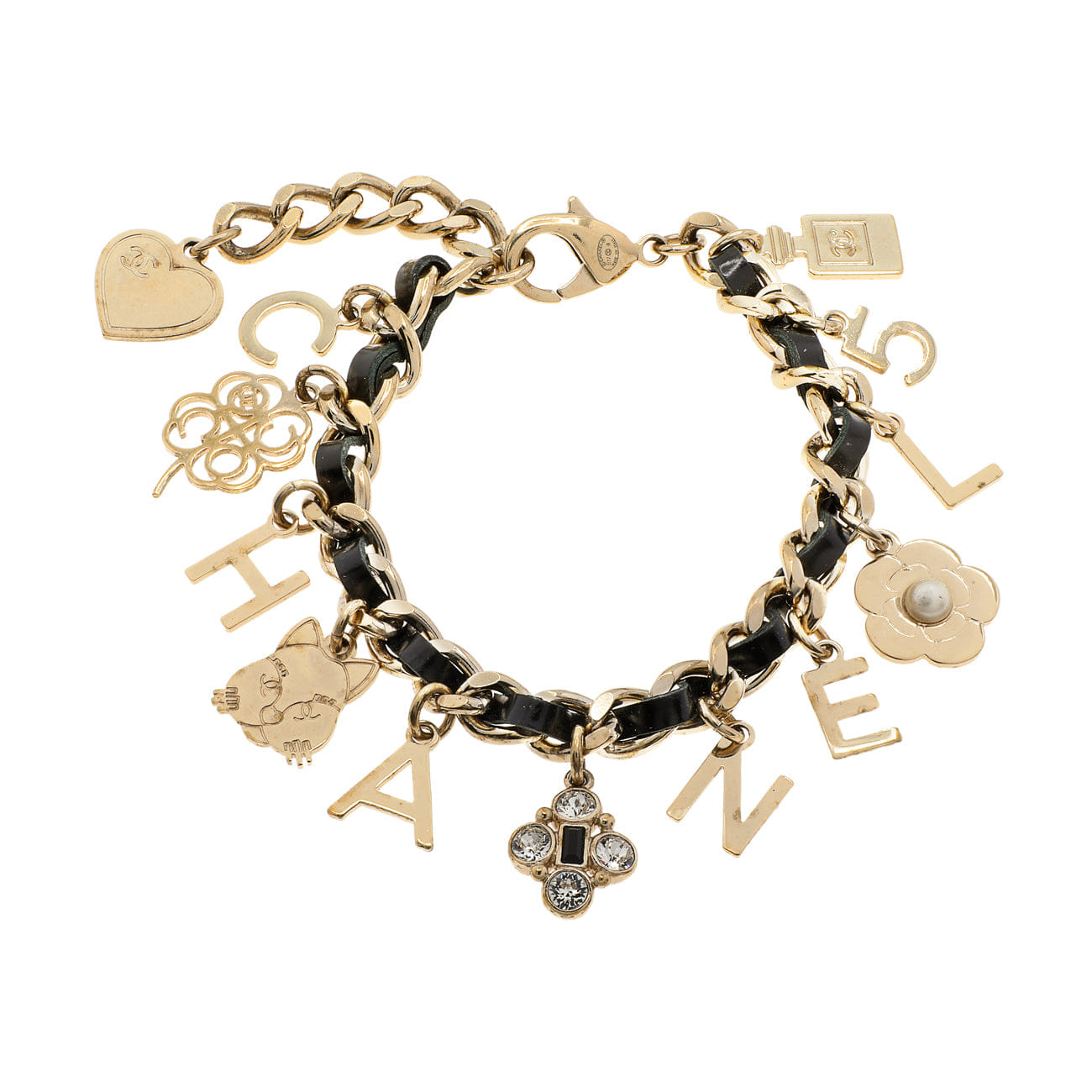 Chanel Interwoven Leather Charm Bracelet