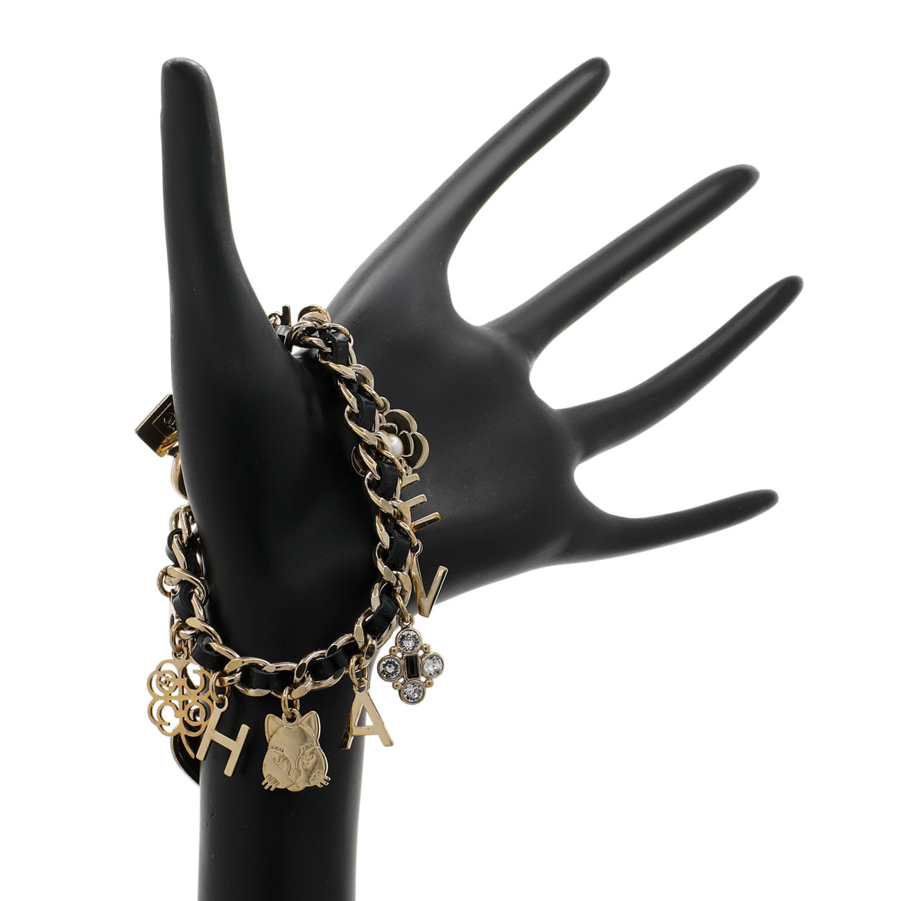 Chanel Interwoven Leather Charm Bracelet