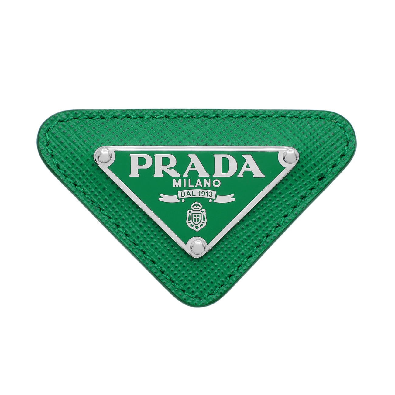 Prada Green Saffiano Logo Brooch