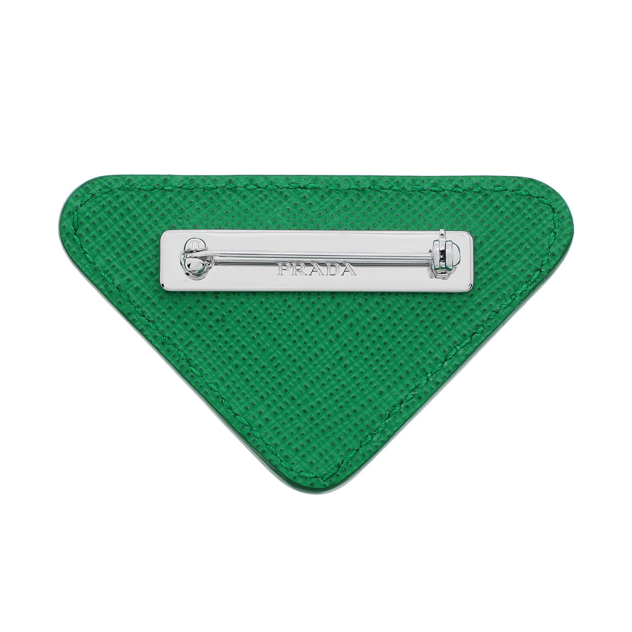 Prada Green Saffiano Logo Brooch