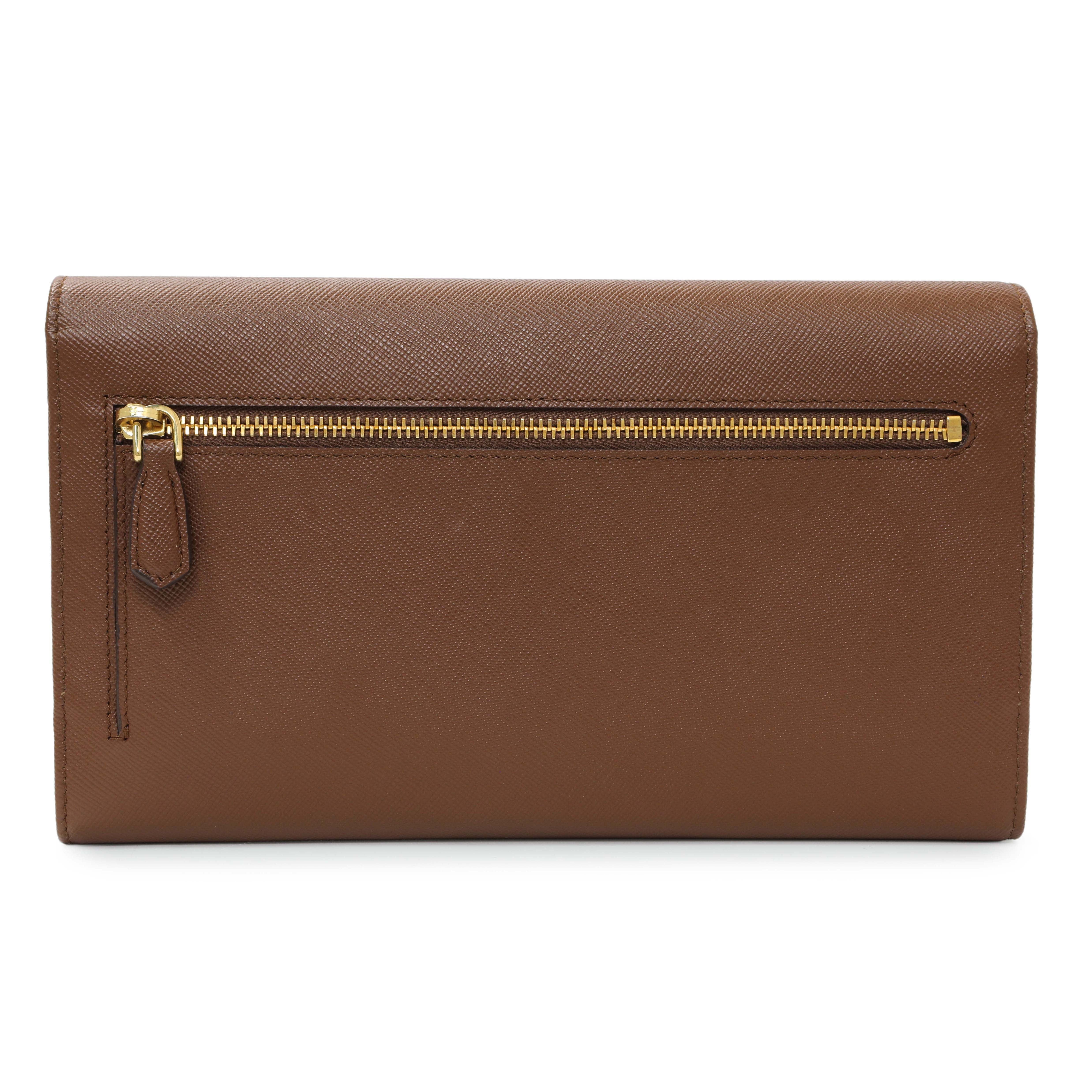 Prada Brown Saffiano Continental Flap Wallet