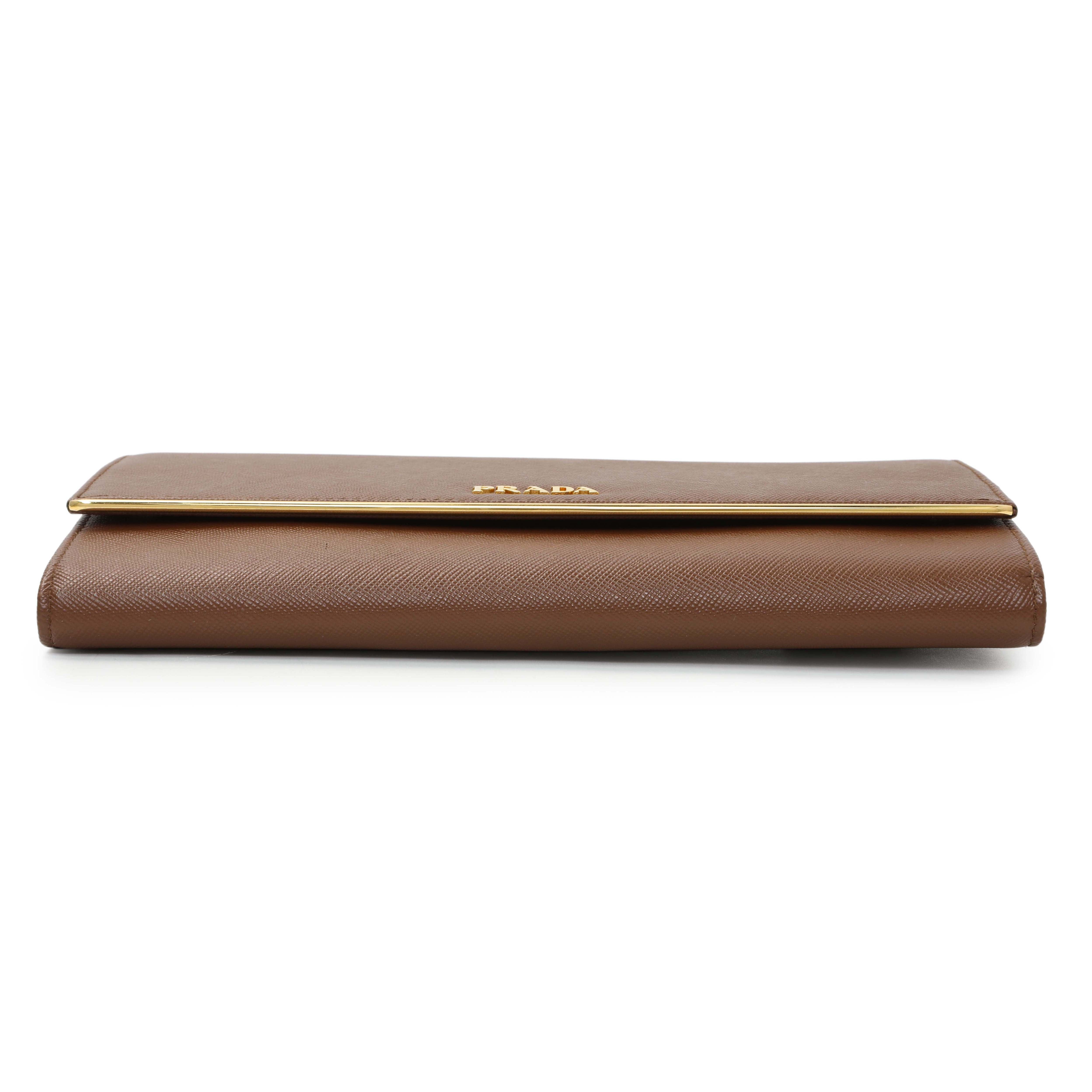 Prada Brown Saffiano Continental Flap Wallet