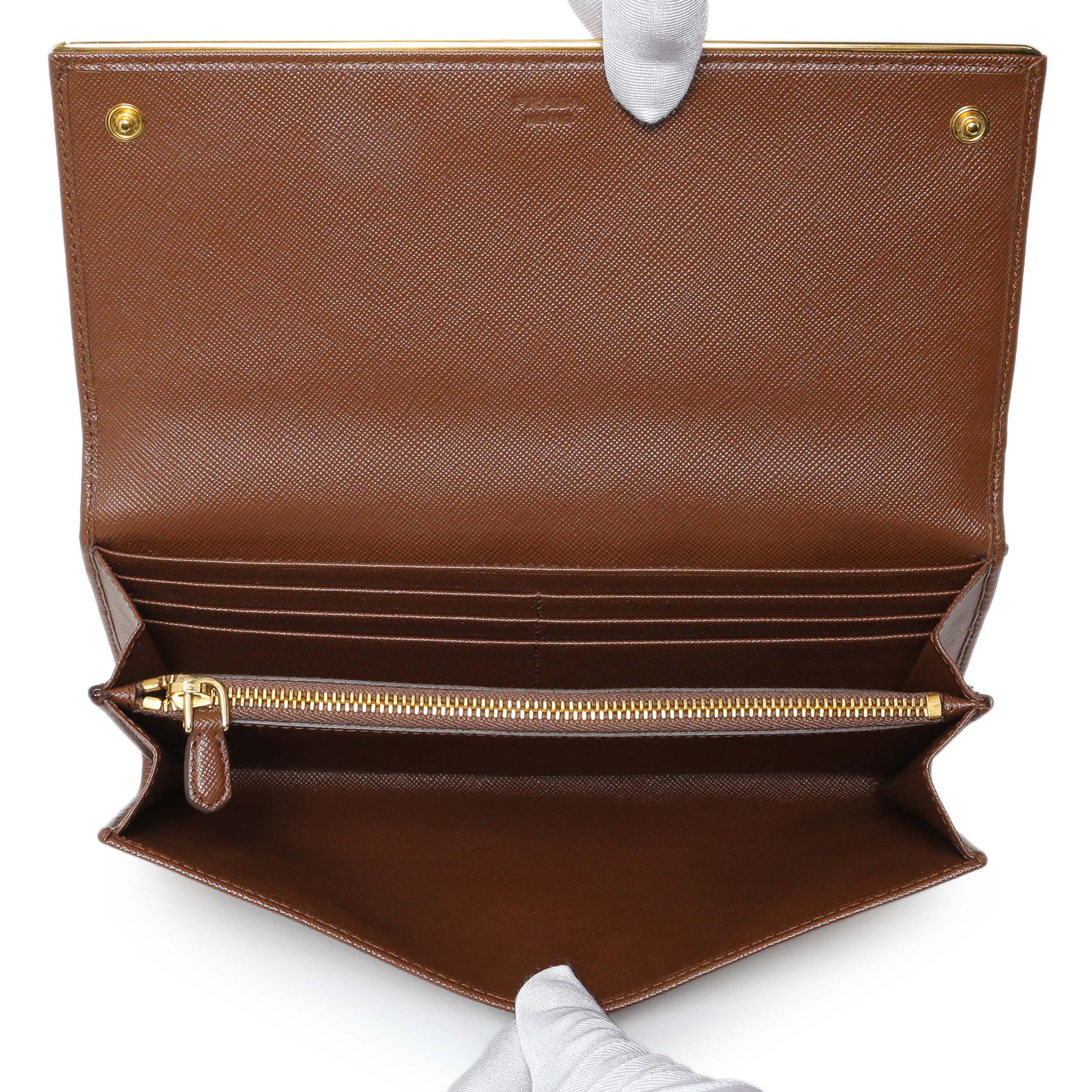 Prada Brown Saffiano Continental Flap Wallet