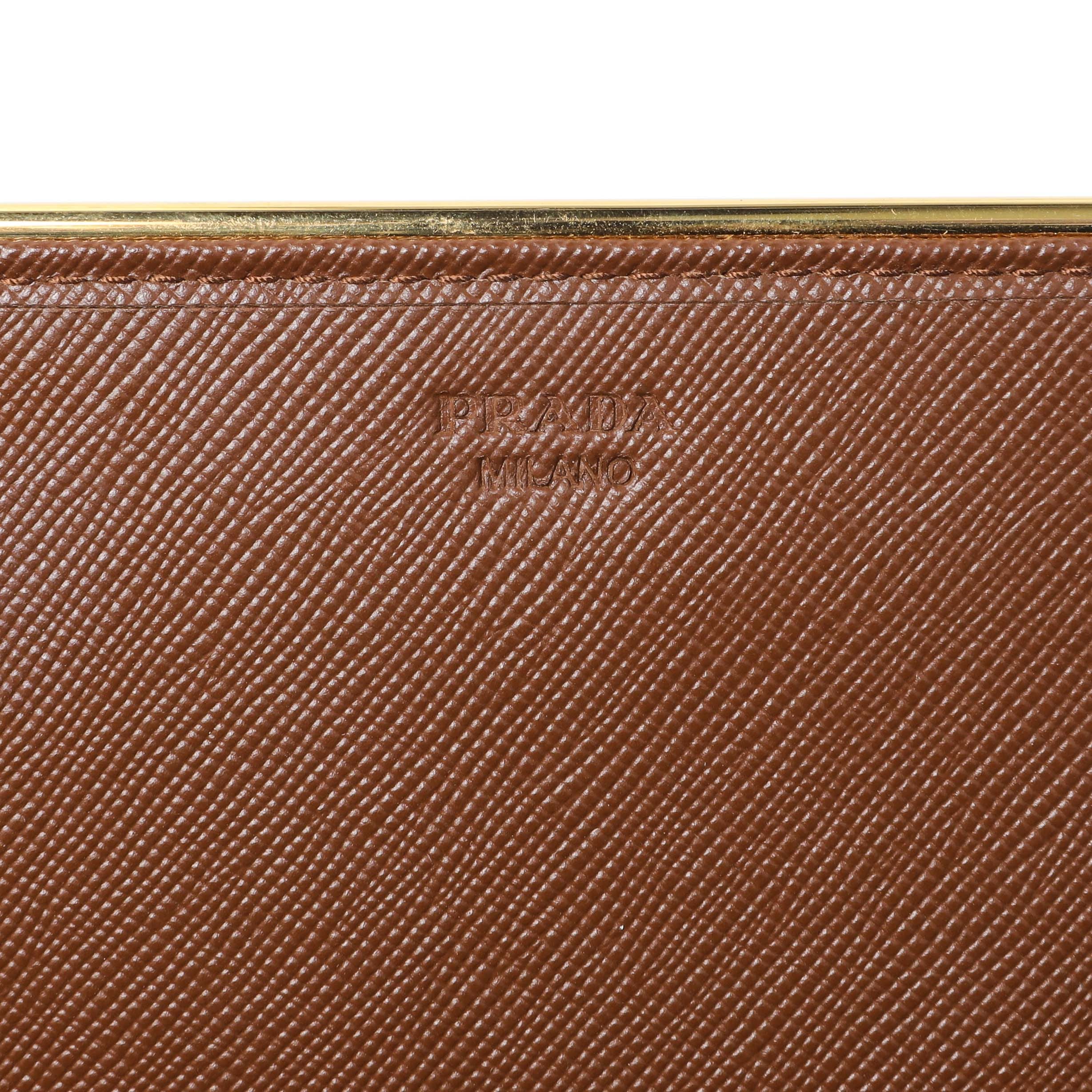 Prada Brown Saffiano Continental Flap Wallet